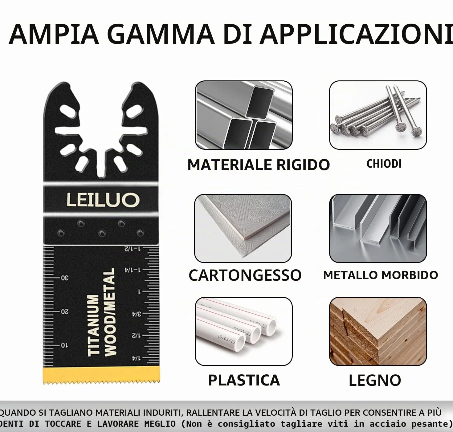 LEILUO - 5 lame oscillanti per utensili oscillanti in titanio, per materiali duri, chiodi in metallo, lame per sega oscillante, adatte per Dewalt, Rockwell, Milwaukee, Makita, Ryobi