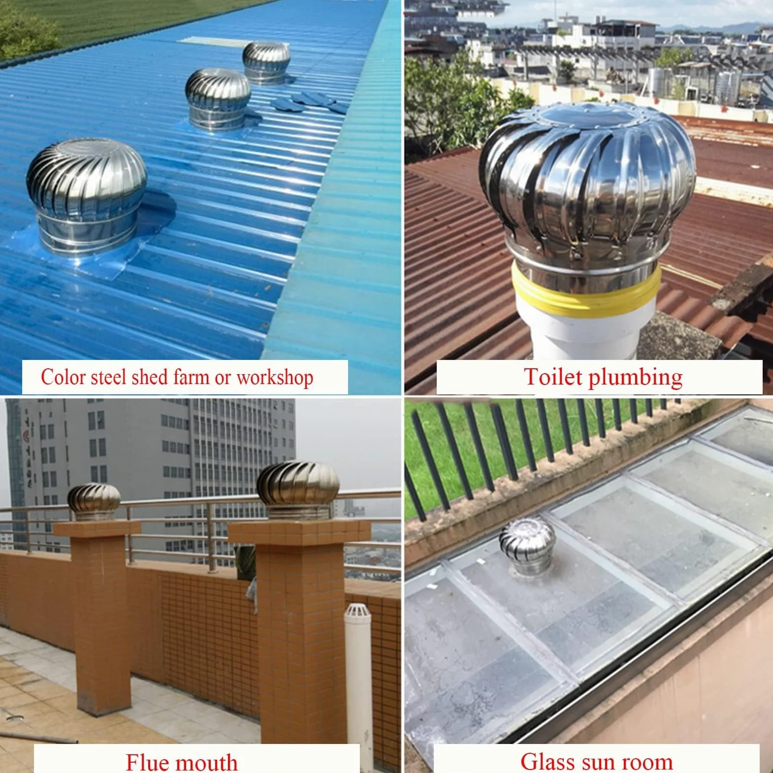 Comignolo in Acciaio Inox per Una Ventilazione efficiente dal Punto di Vista energetico, sfiato per Tetto Anti-Corrente discendente con Design Resistente alle intemperie.