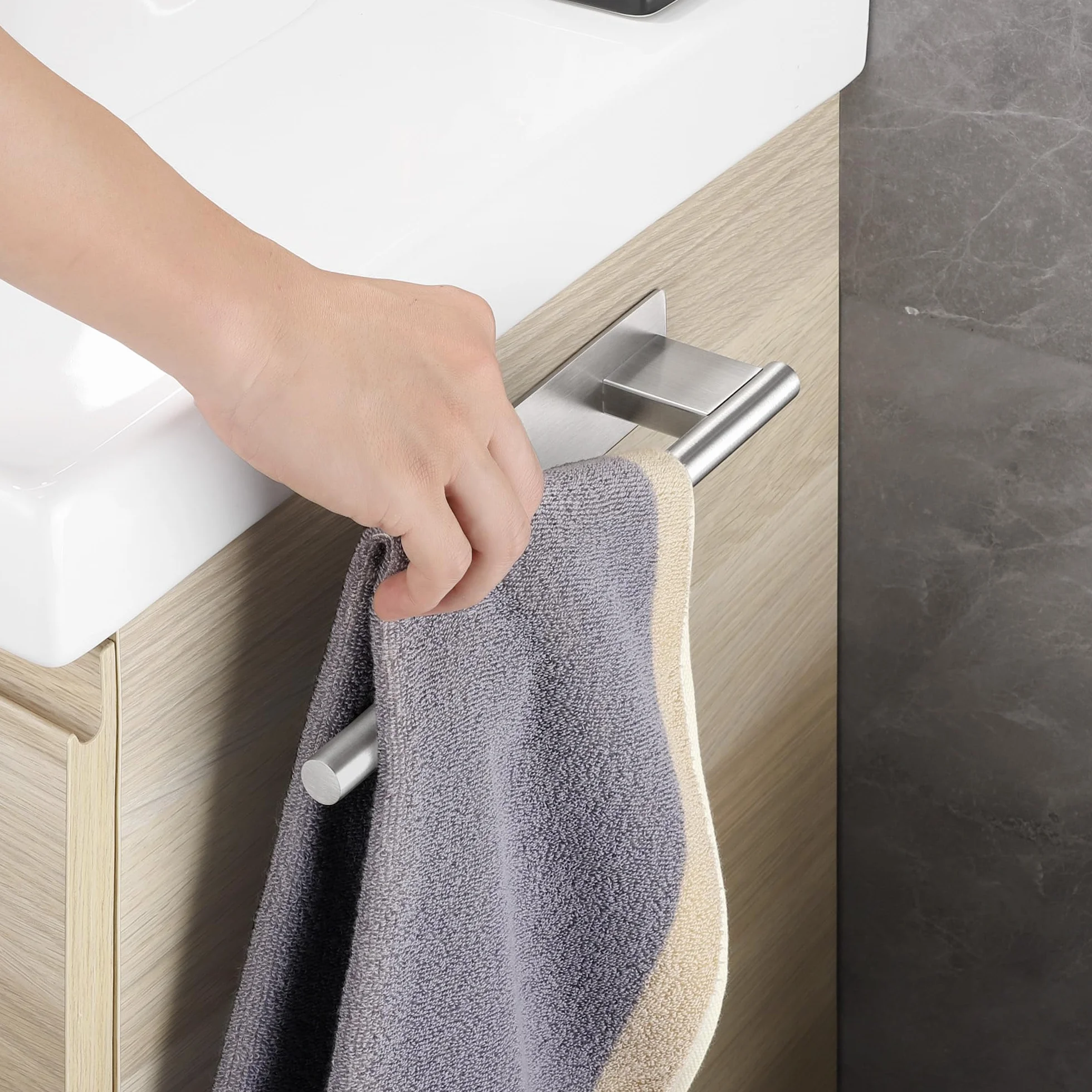 Porta Asciugamani Bagno Adesivo Acciaio Inossidabile 304 28CM Argento