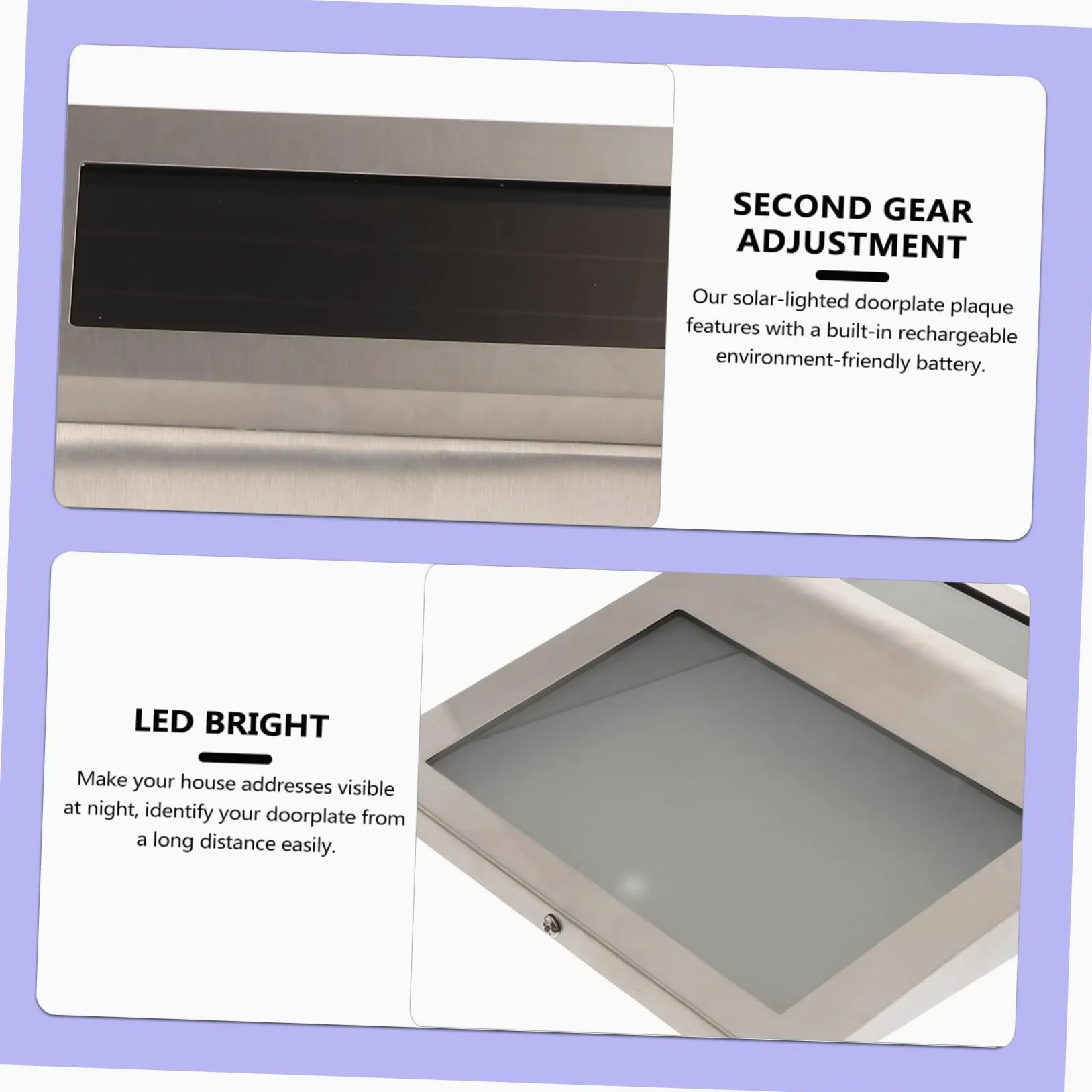 Lampada Solare da per Numero Civico in Acciaio Inossidabile Illuminazione LED Senza Fili Resistente Intemperie e Giardino