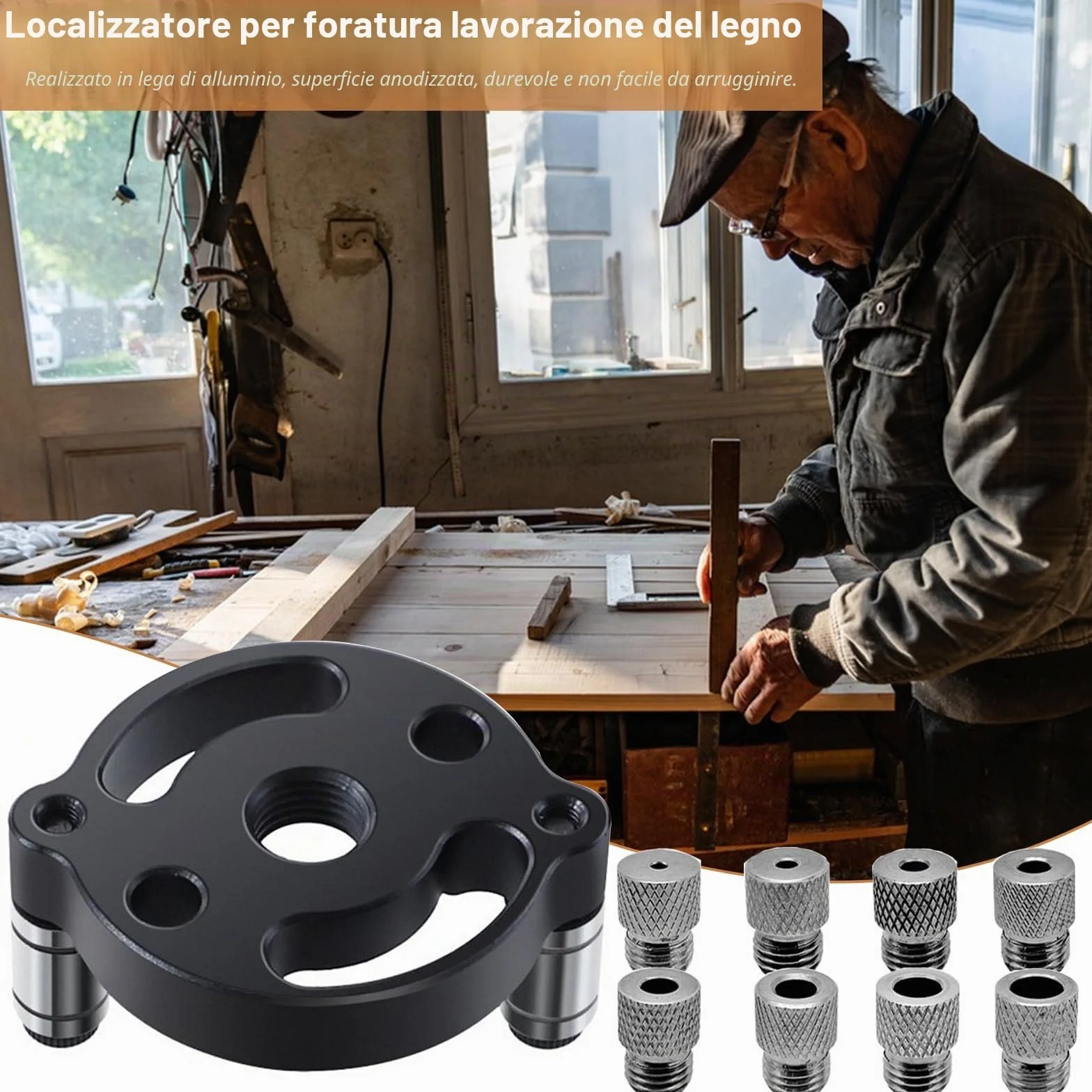 Rierousy Dima per fori a tasca guida trapano perpendicolare 3-10 mm, dime falegnameria, utensili per fori