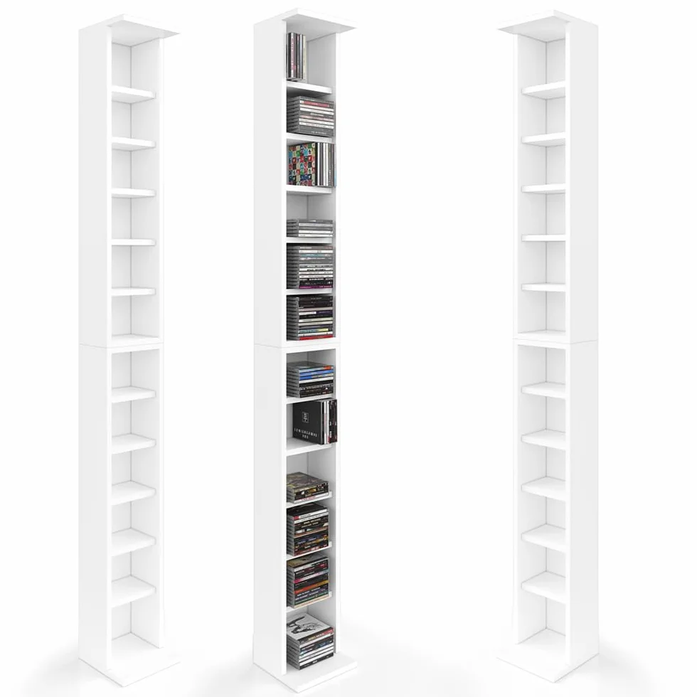 Vicco Scaffale porta cd, Bianco, 21 x 91.8 cm Set grande da 2