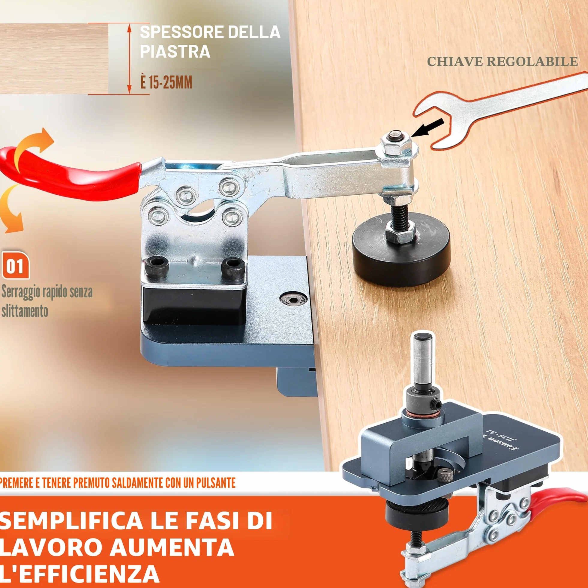 Maschera per cerniere nascoste in metallo 35 mm Perforatrice con morsetto rapido per armadi