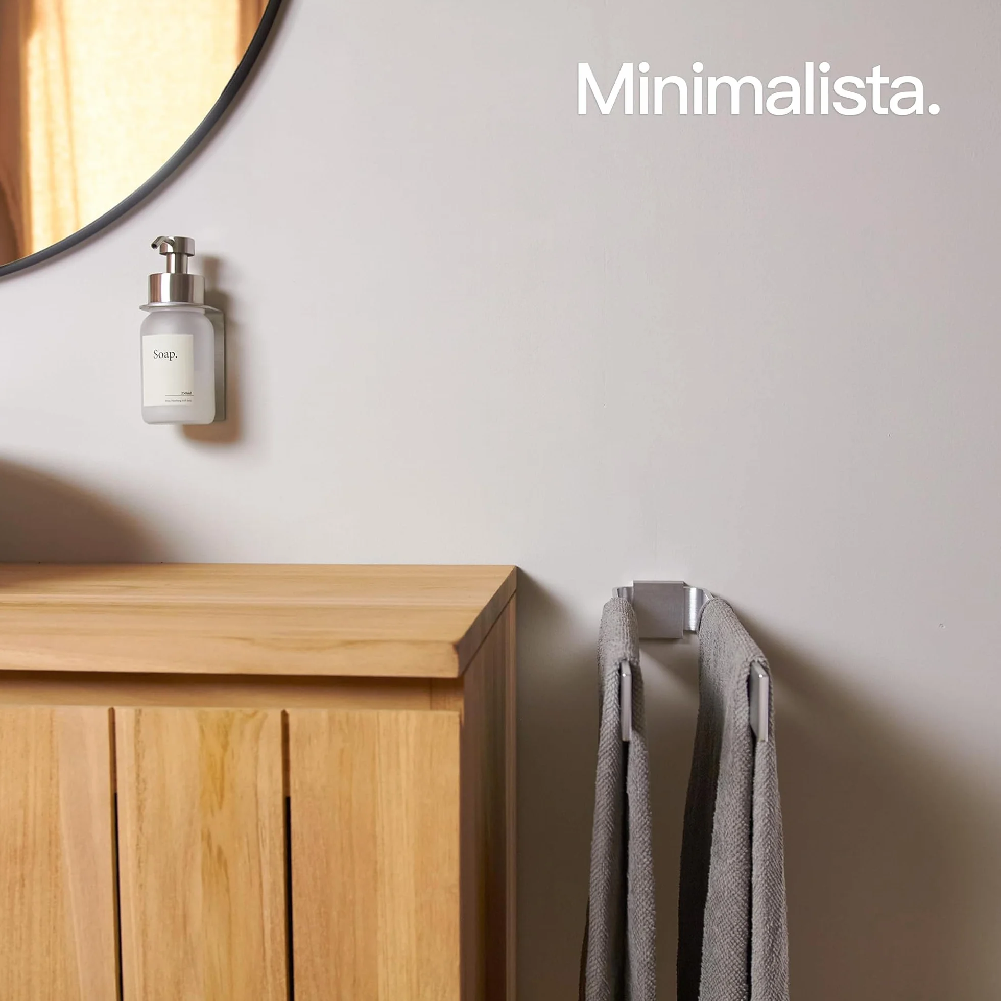 Porta asciugamani bagno da parete 2 barre 42 cm grigio Design Amburgo