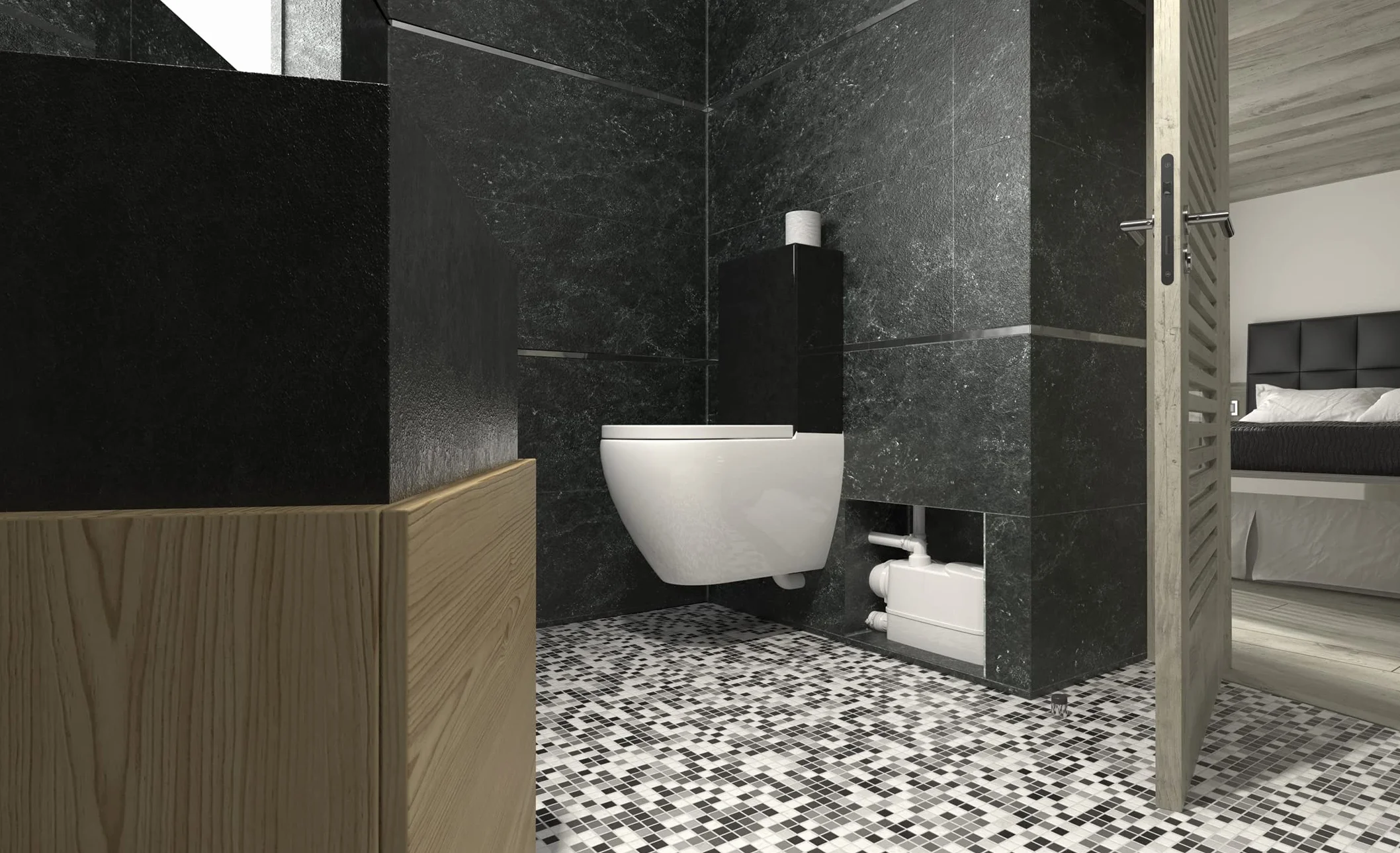 DAB GENIX WL 130 Trituratore con attacco WC laterale + bidet + lavandino + doccia