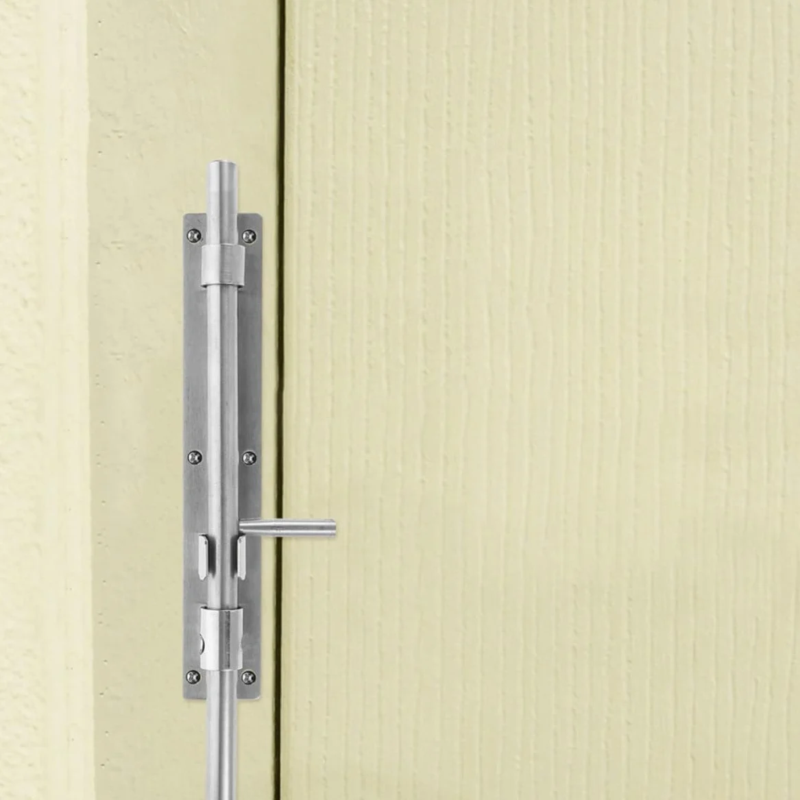 HEALLILY 2 Pezzi Chiavistello in Acciaio Inox, Chiusura Porta Scorrevole, Argento, per Porte e Cancelli, per Ante Singole e Doppie, Sicurezza Casa e Ingresso