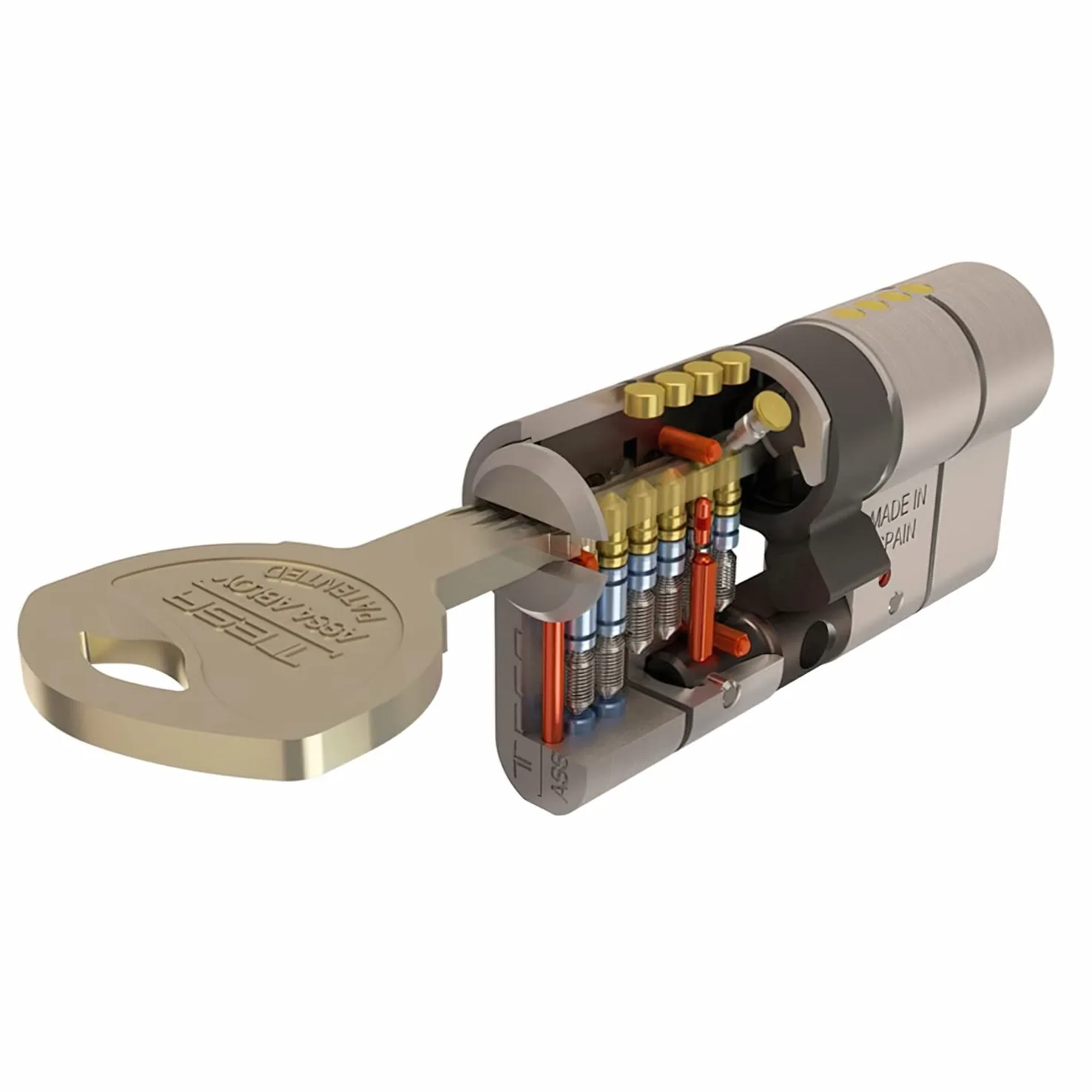 TESA T7553535L Cilindro europeo T70, 35 x 35 mm, finitura ottone, camma lunga, per serrature a profilo europeo