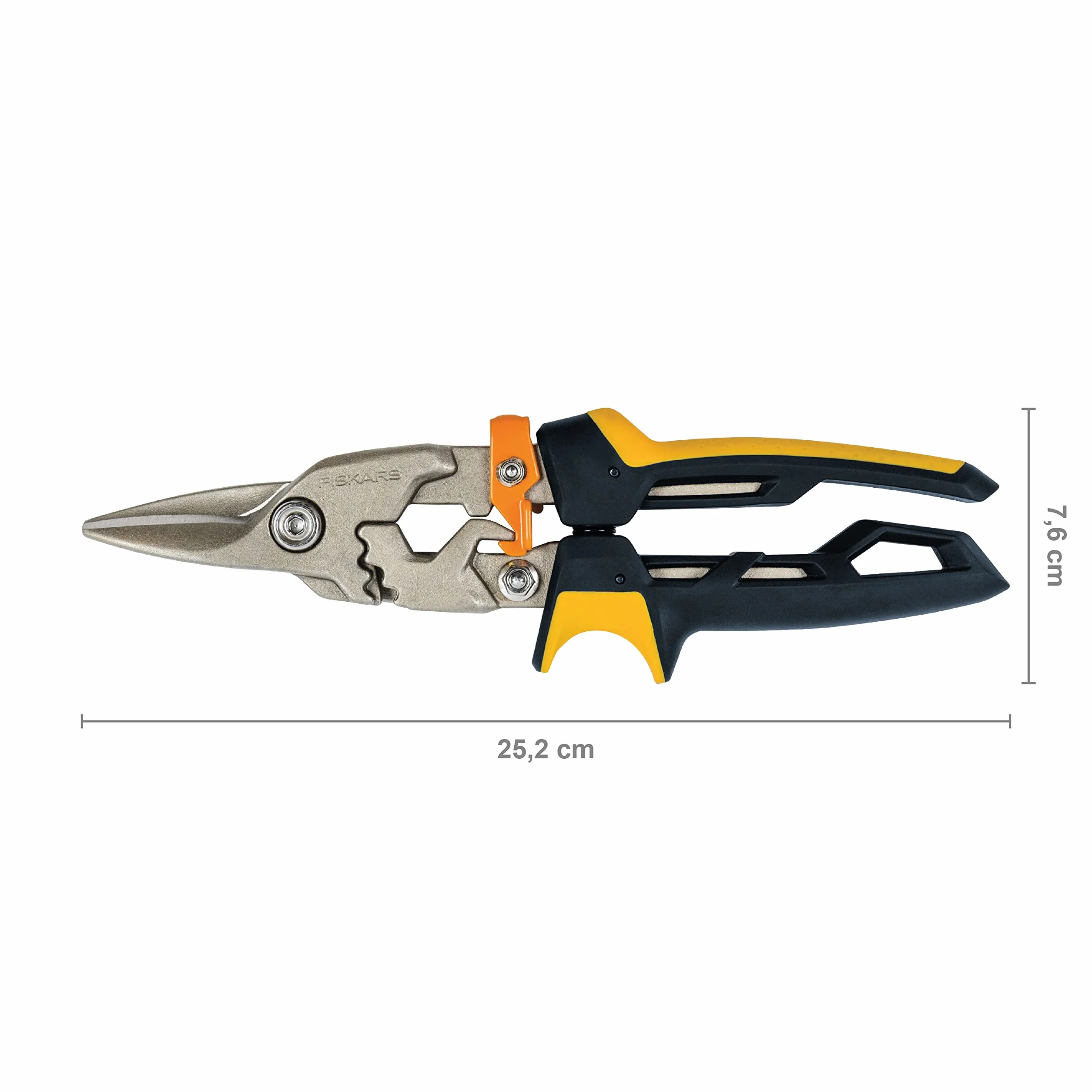 Fiskars PowerGear Nożyce do blachy, 25.2 cm, Czarno-Pomarańczowe