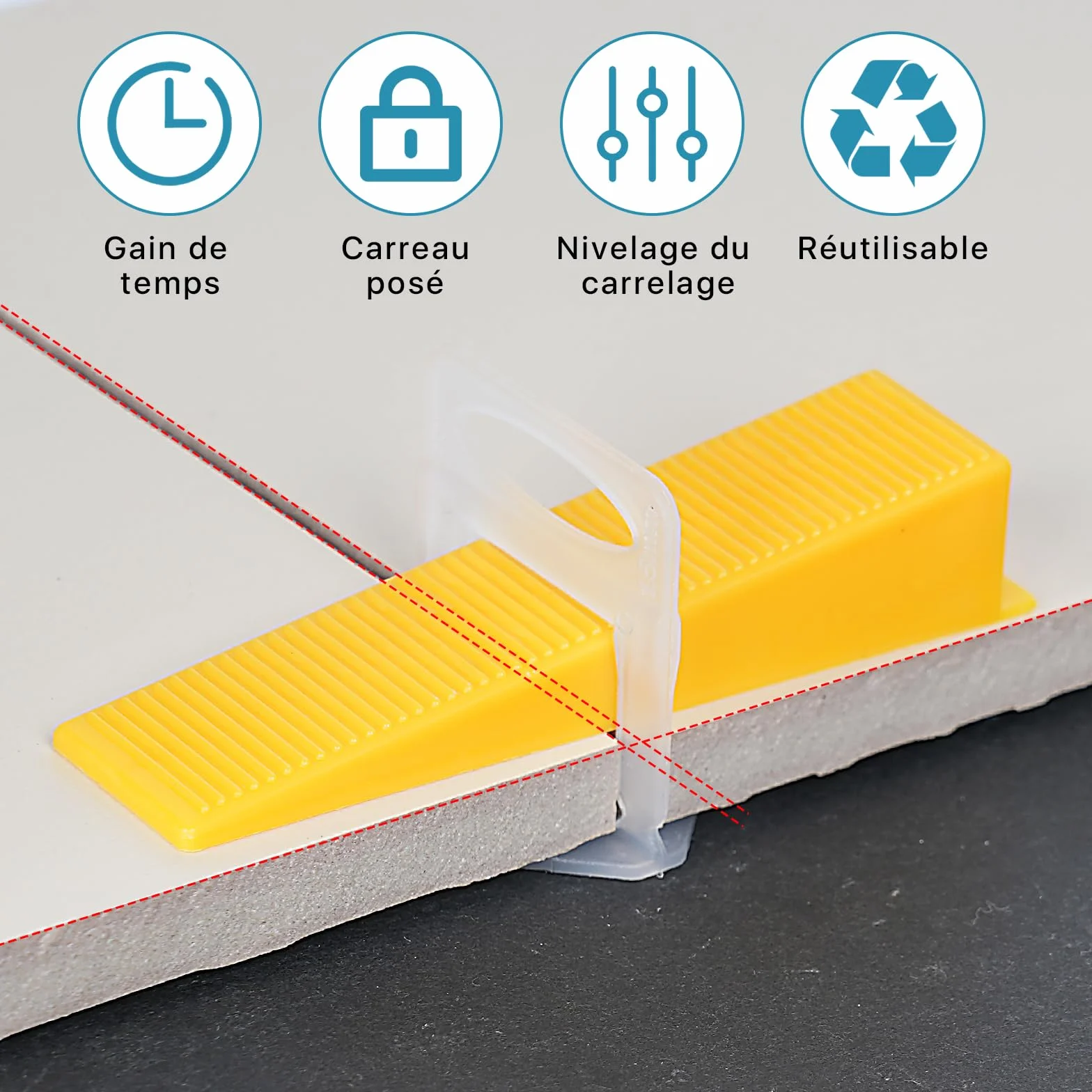 Set livellamento piastrelle 1 mm 600 distanziatori 200 cunei riutilizzabili pinza