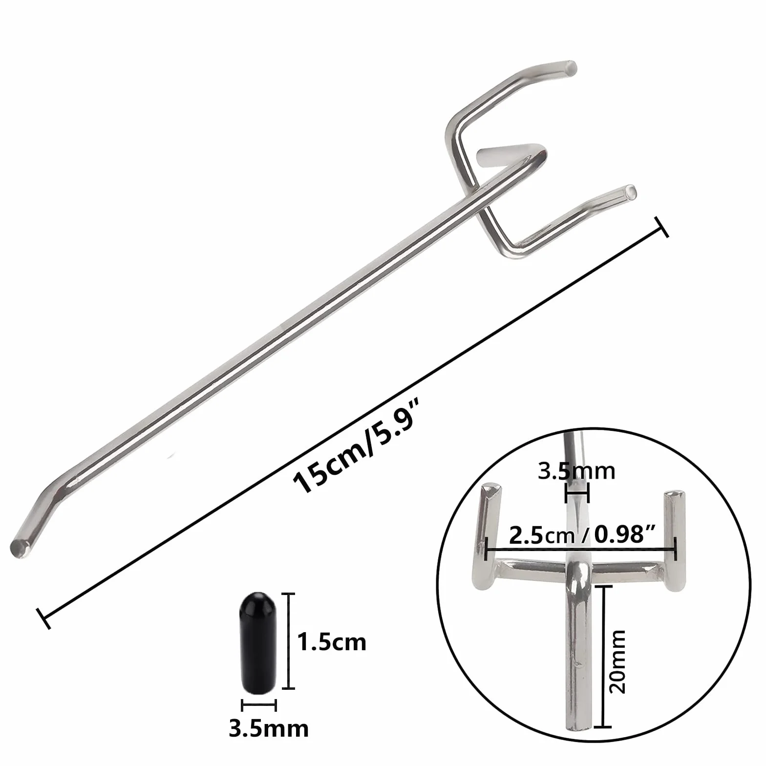 Ganci per Pannelli Forati in Metallo Triangolari 15cm 20 Pezzi