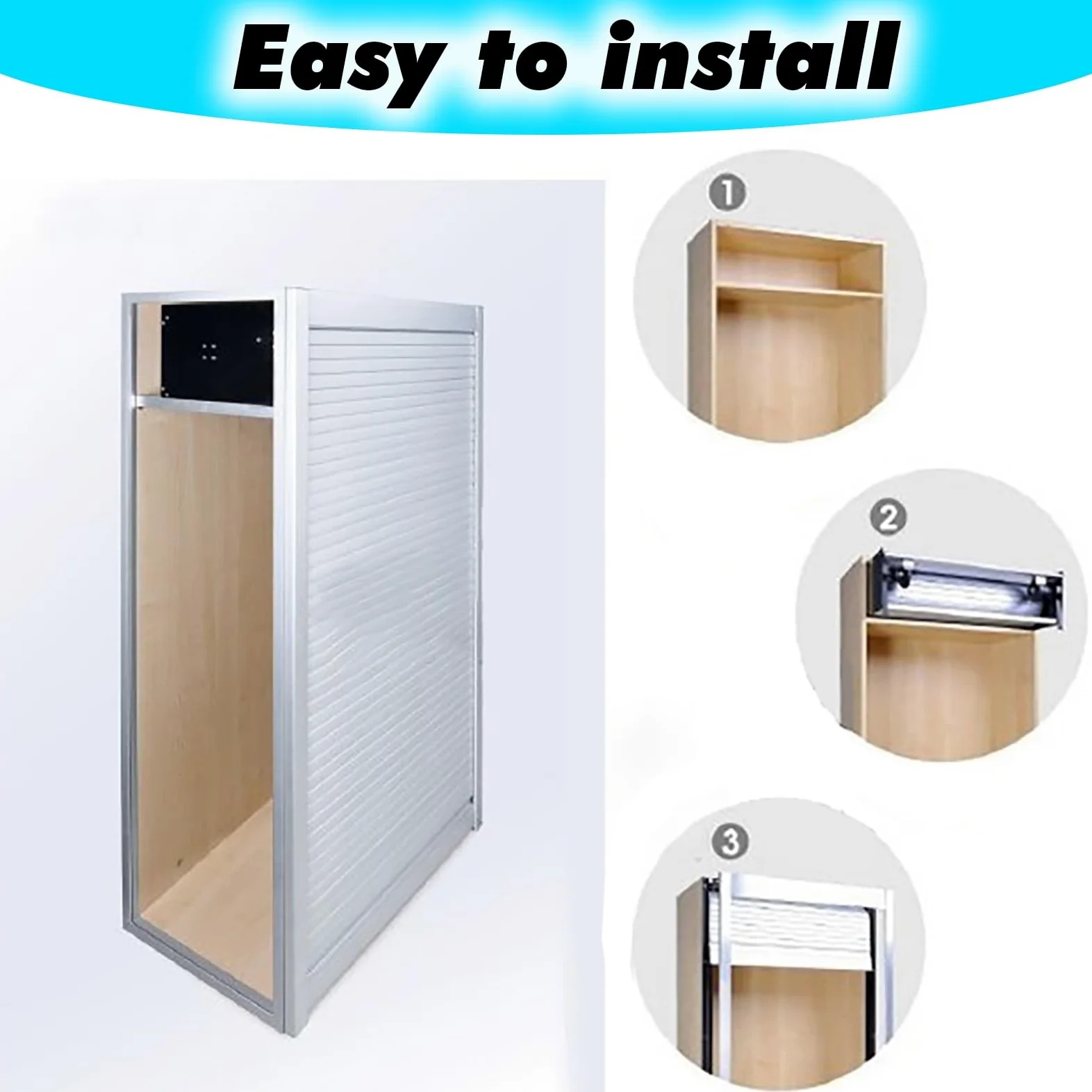 Armadietto da parete in metallo personalizzato, con cancello scorrevole arrotolabile, per camper, ufficio, hotel, organizer per armadi e porte decorative per elettrodomestici (101,6 x 121,9 cm