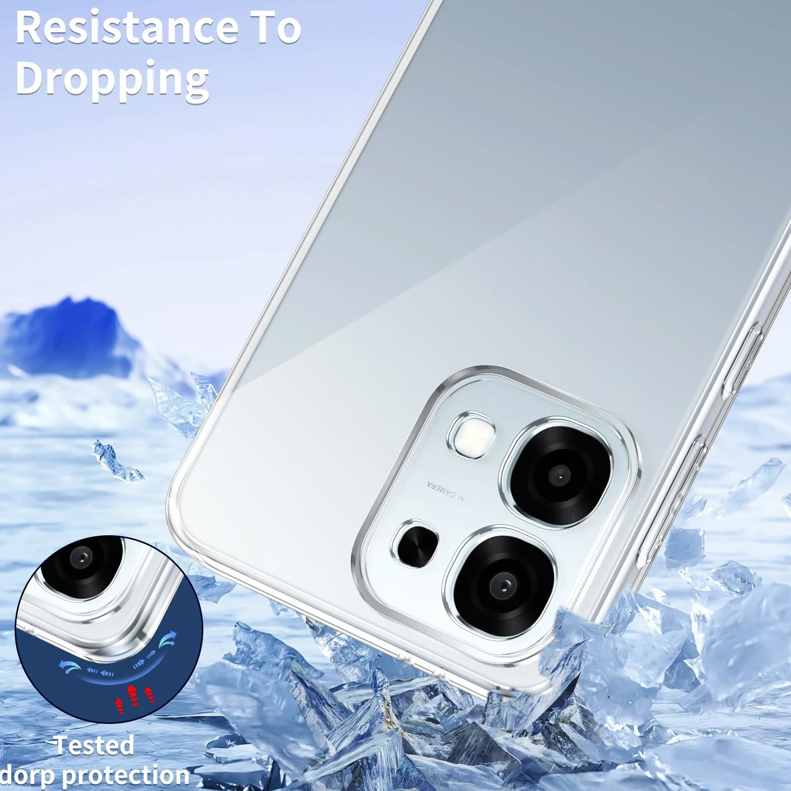 Phoona Cover per Oppo A6 Pro 5G/4G Custodia con 2 Pezzi Pellicola Vetro Temperato,Ultra Sottile Trasparente Silicone Protettiva Case per Oppo A6 Pro Sottile Morbida Antiurto Cover