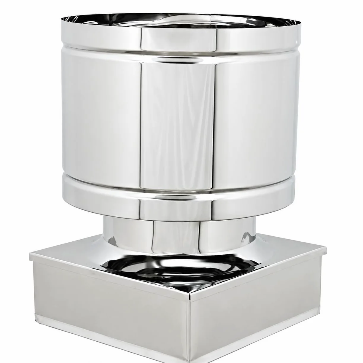 MAKA Comignolo a Botte Quadro, Terminale per Canna Fumaria Camino Stufa a Legna Pellet e Gas, Cappello Antipioggia Aspirafumo Base Quadra (370x370 mm - Zincato)