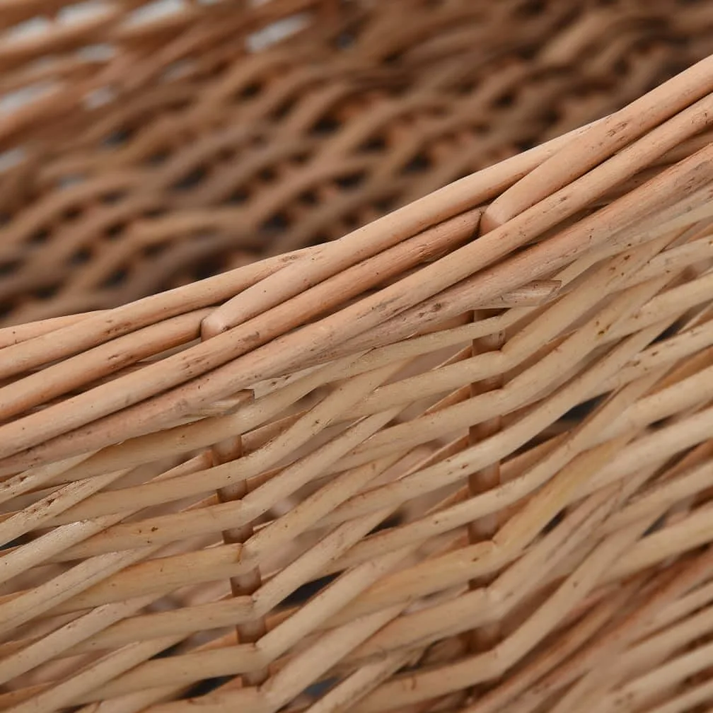 Cesto per legna in vimini naturale con manici, 88 x 57 x 34 cm, per legna da ardere, conservazione e conservazione in soggiorno, camino, forno, terrazza e giardino