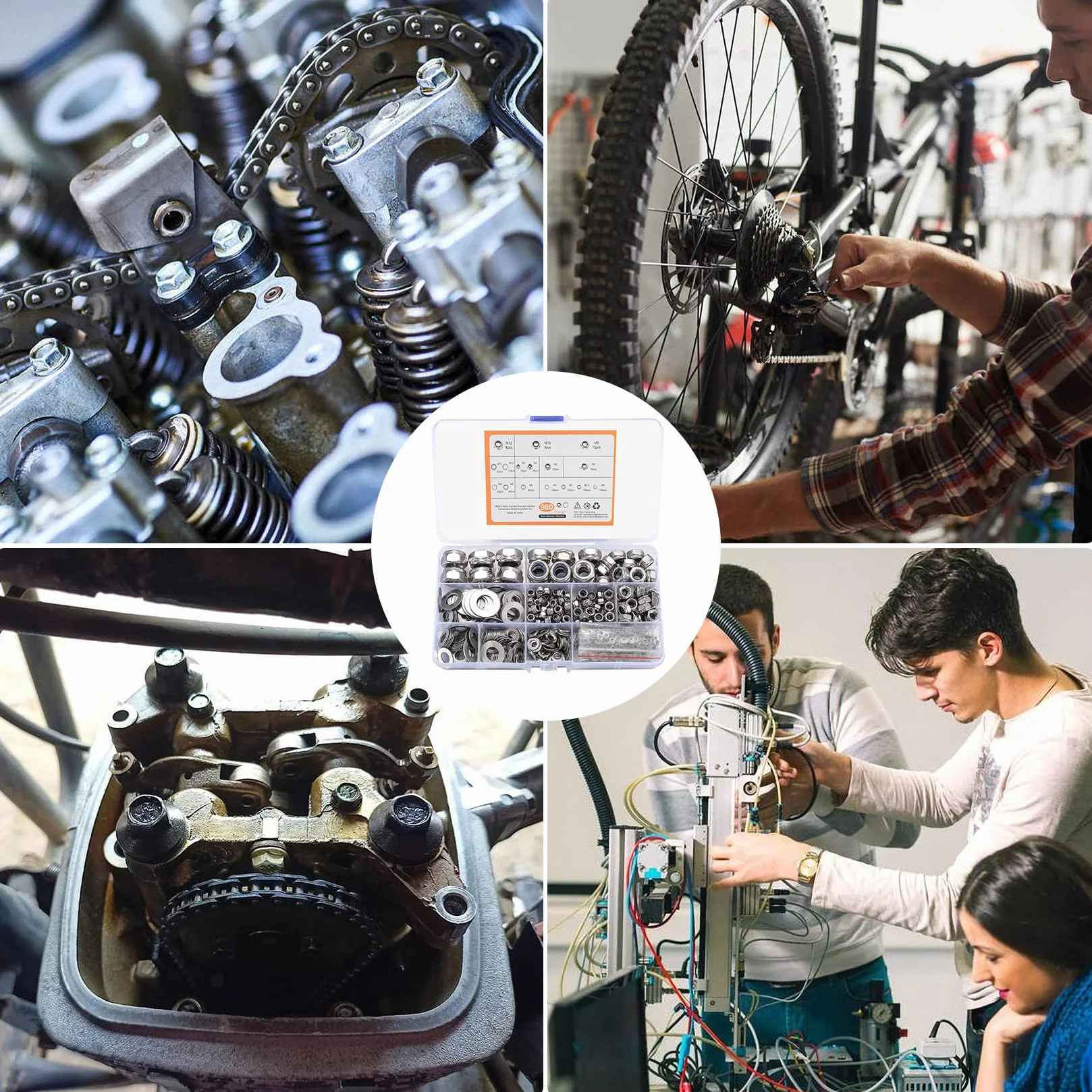 Dadi Esagonali di Bloccaggio con Rondelle Piatte Set, Acciaio Inox M2.5-M12