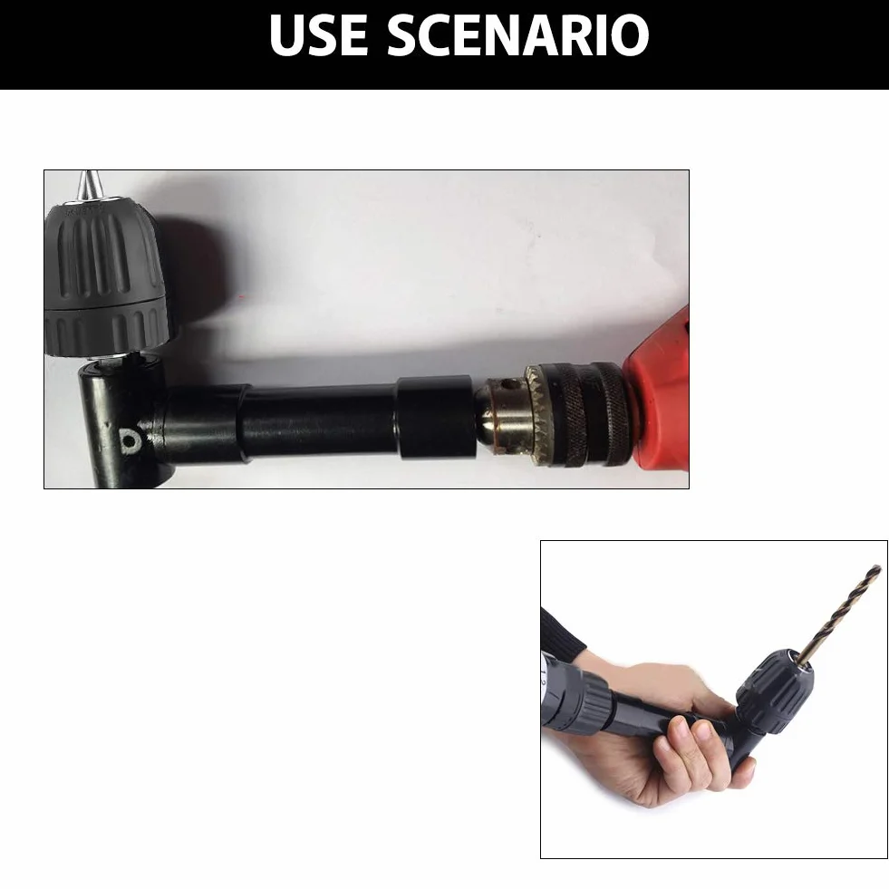 Angolo Retto Curva di Estensione Mandrino,90 Gradi Trapano Lega di alluminio Albero da 8mm Adattatore per trapano ad angolo retto per Trapano a Pistola Elettrico