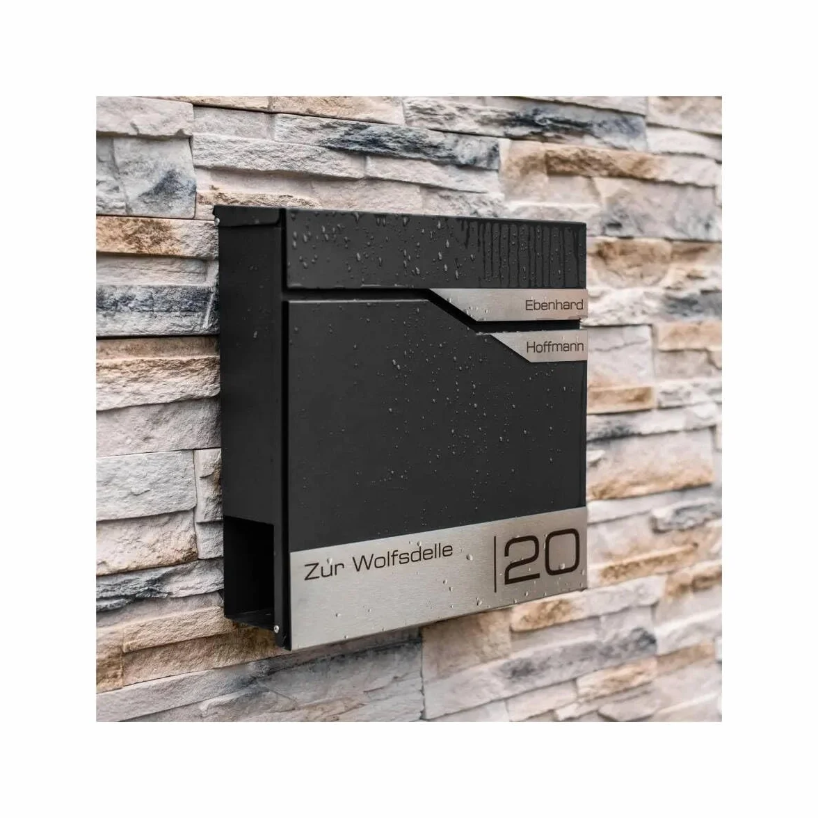 Albrecht Metzler Cassetta postale doppia Nero RAL 9005 acciaio inox anticorrosione