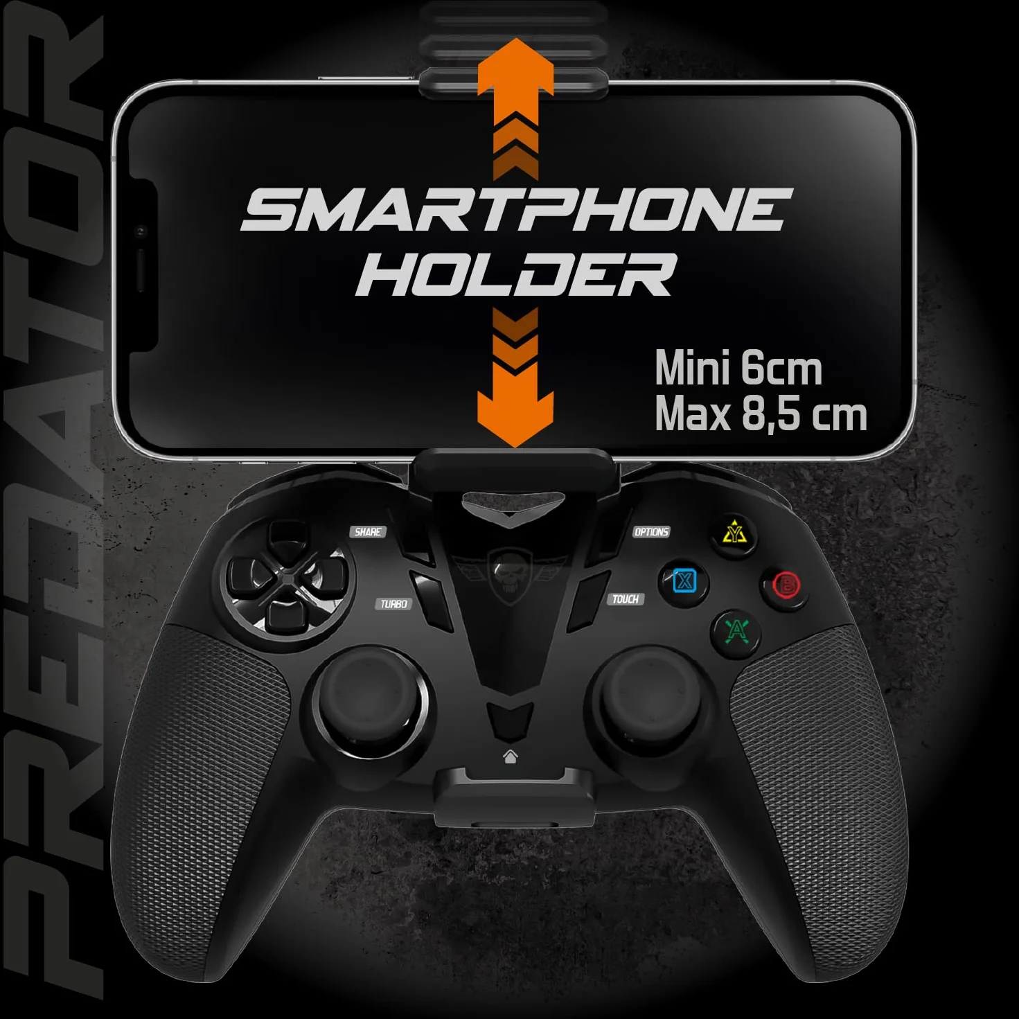 Controller per Telefono Android Bluetooth con Tasto Programmabile + Supporto Smartphone | Compatibile con Iphone, Apple TV, IOS, Android, PS4, PS3 e PC | Gioca a Fortnite, Call of Duty su Cellulare