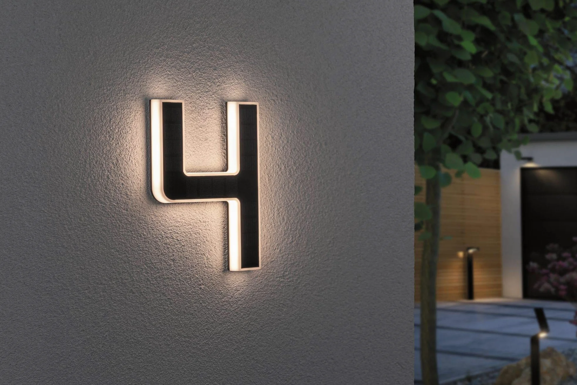 Paulmann 79845 Lampada solare LED per numero civico 4 IP44 bianco caldo batteria sostituibile incl. 1 da 0,2 W nero plastica luce solare 3000K