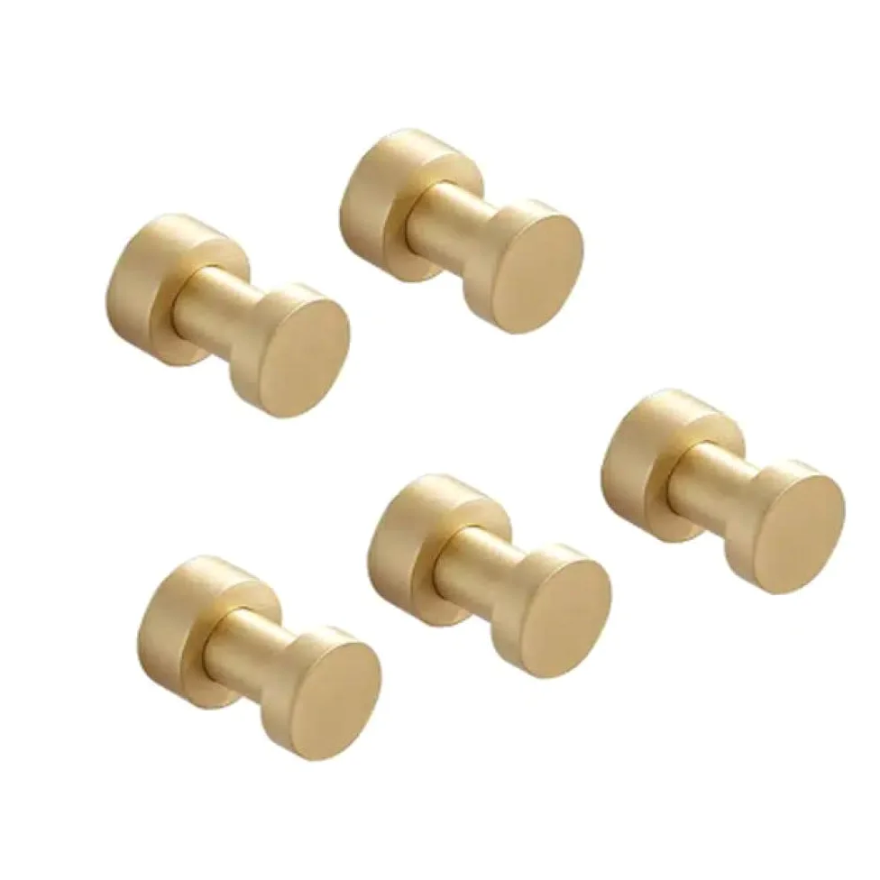 Gancio da parete in ottone Nastro dorato Nero Cucina creativa Gancio da bagno per accappatoio Appendiabiti Asciugamano Portachiavi Porta abiti Decorativo per la casa, Oro spazzolato 5 ganci, A