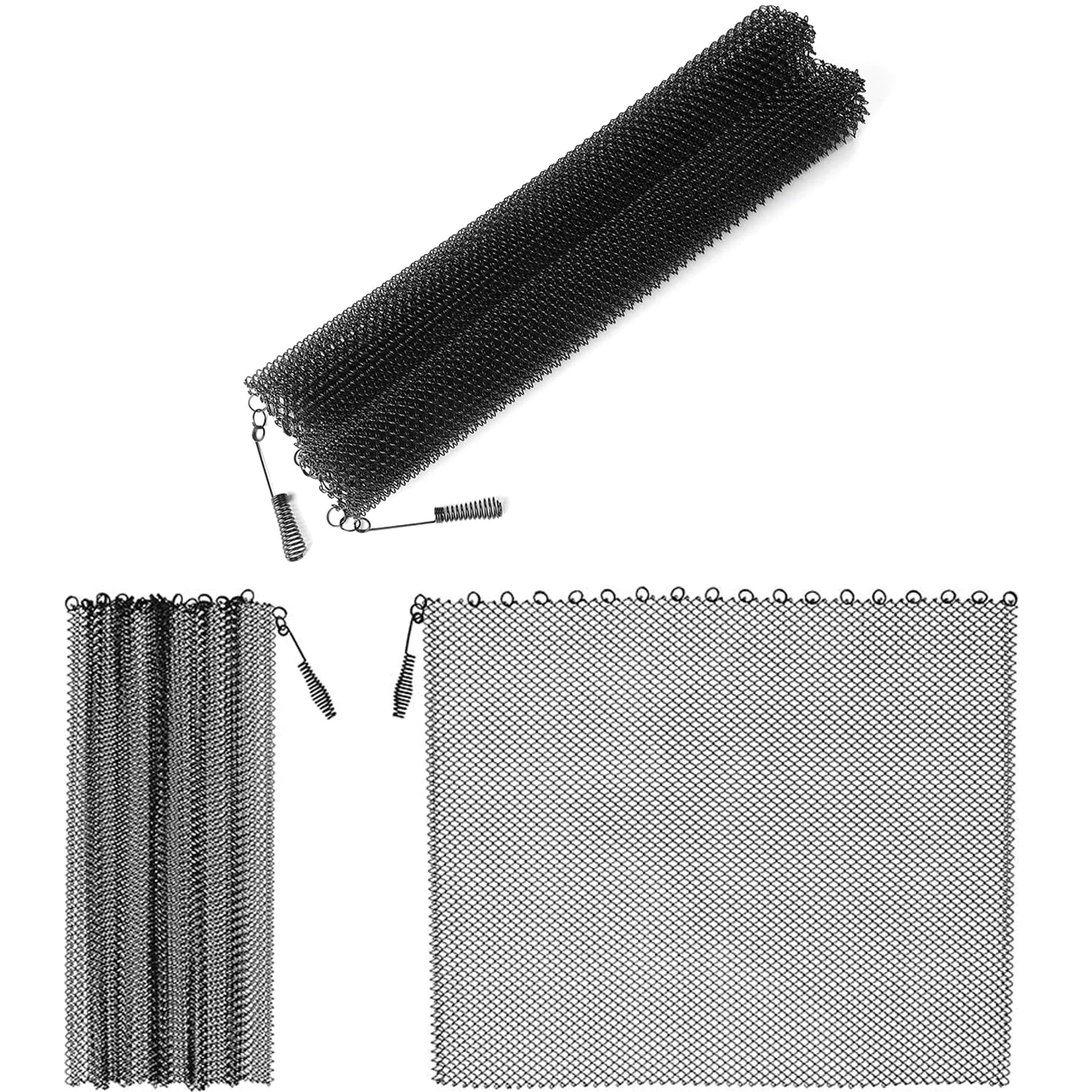 Tenda a rete per camino, resistente, design a scorrimento, catena con 2 tiranti (due pannelli) per camino a legna domestico (61 x 48,3 cm)