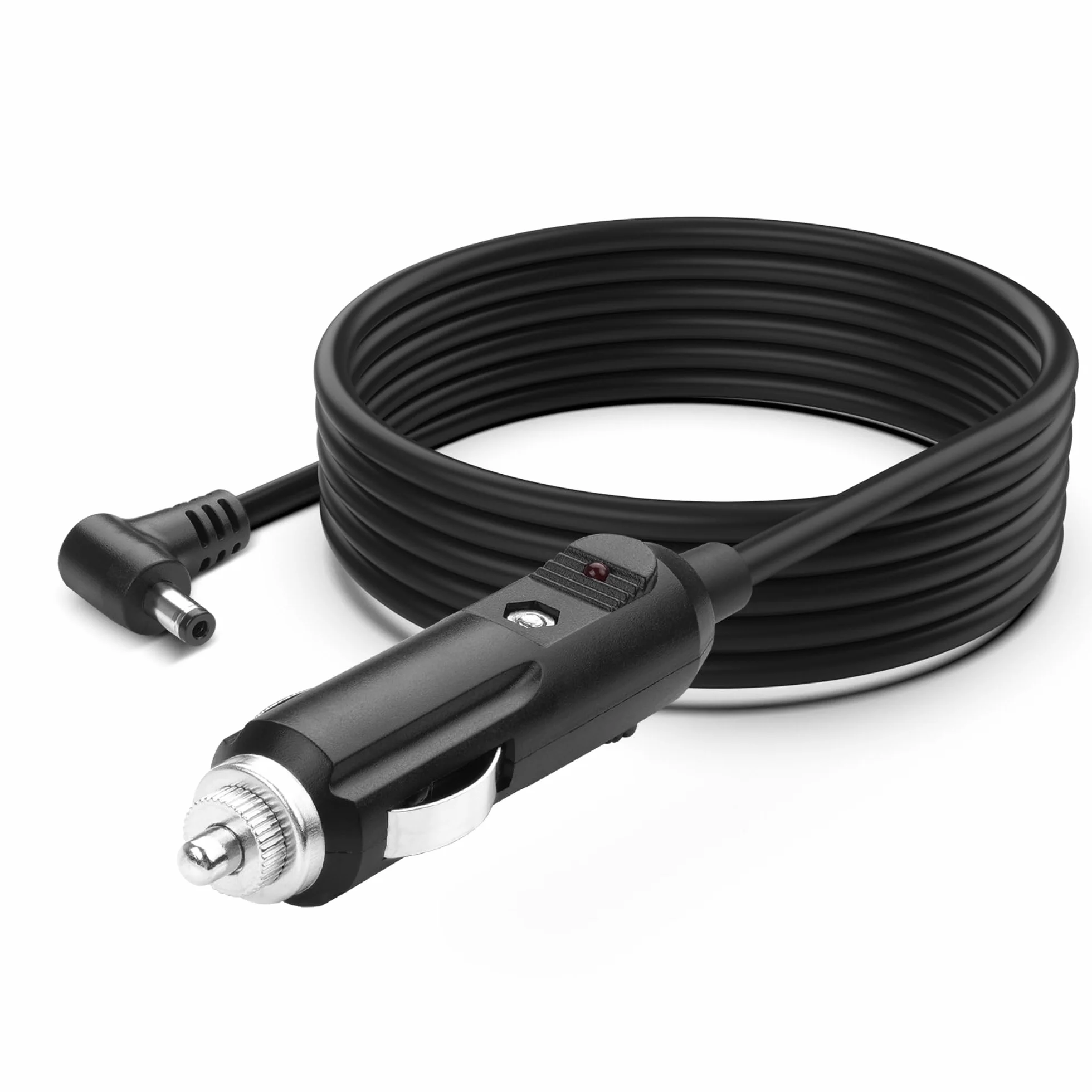 YAODHAOD Cavo caricabatterie da auto 12 V max 10 A 1,8 m, angolo retto DC 5,5 x 2,5 mm, 14 AWG, caricabatterie accendisigari per lettore DVD, router, GPS, fotocamera, CCTV