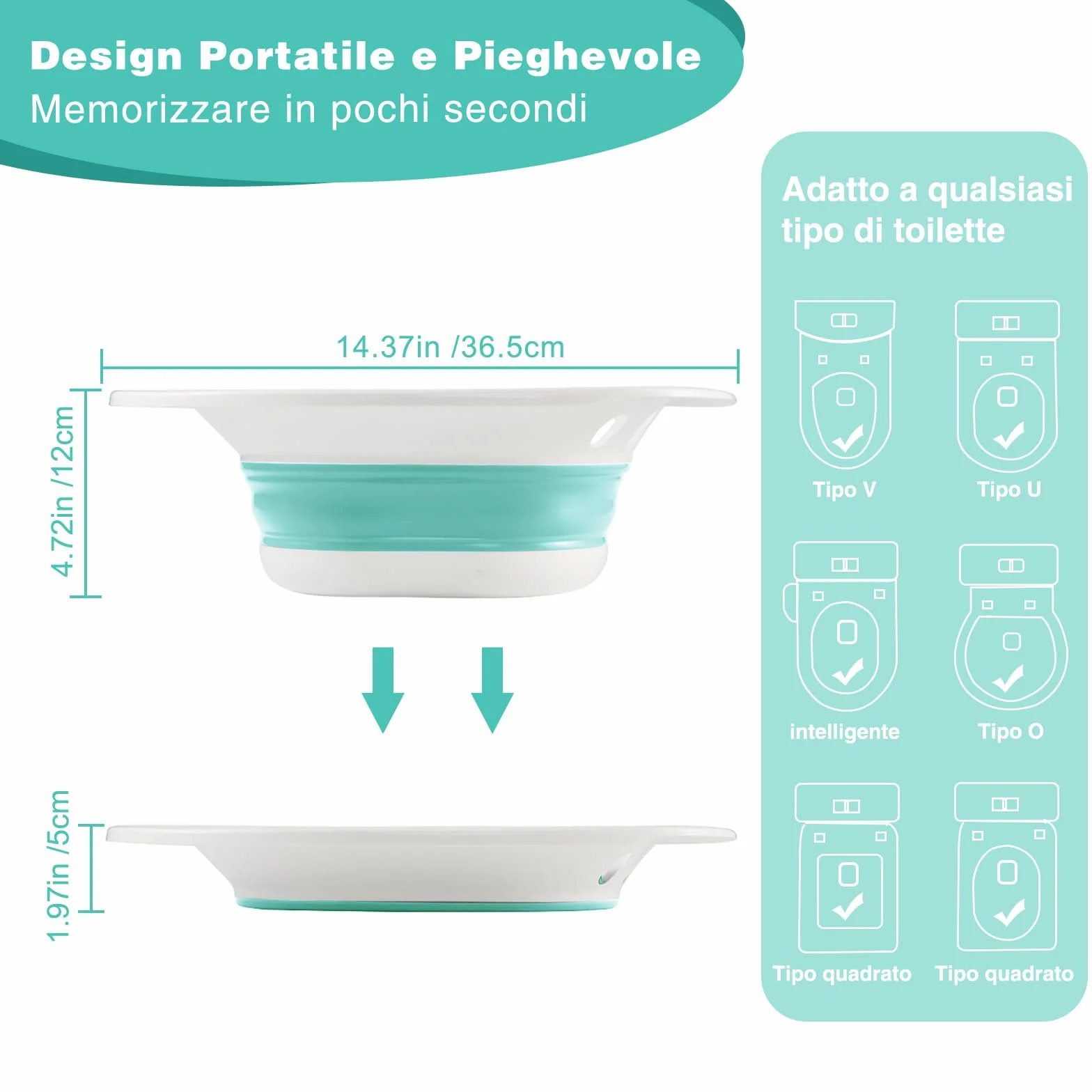 Bidet Portatile per WC per Emorroidi Vasca da Bagno Pieghevole Sedile Donne Incinte Anziani Verde