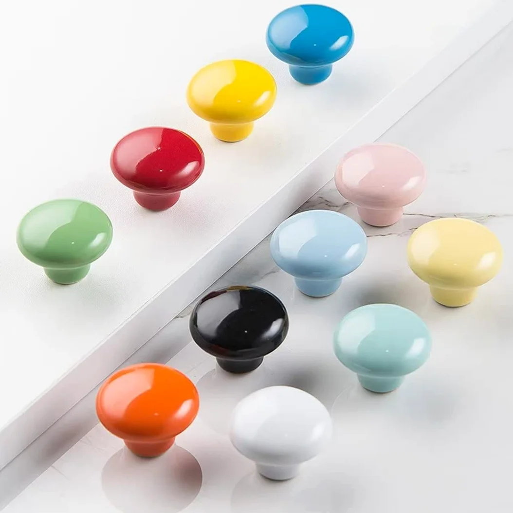 30 confezioni di maniglie per porte di credenze in ceramica, rotonde, per mobili e cassetti, maniglie con viti, maniglie colorate per bambini, per mobili e cassetti