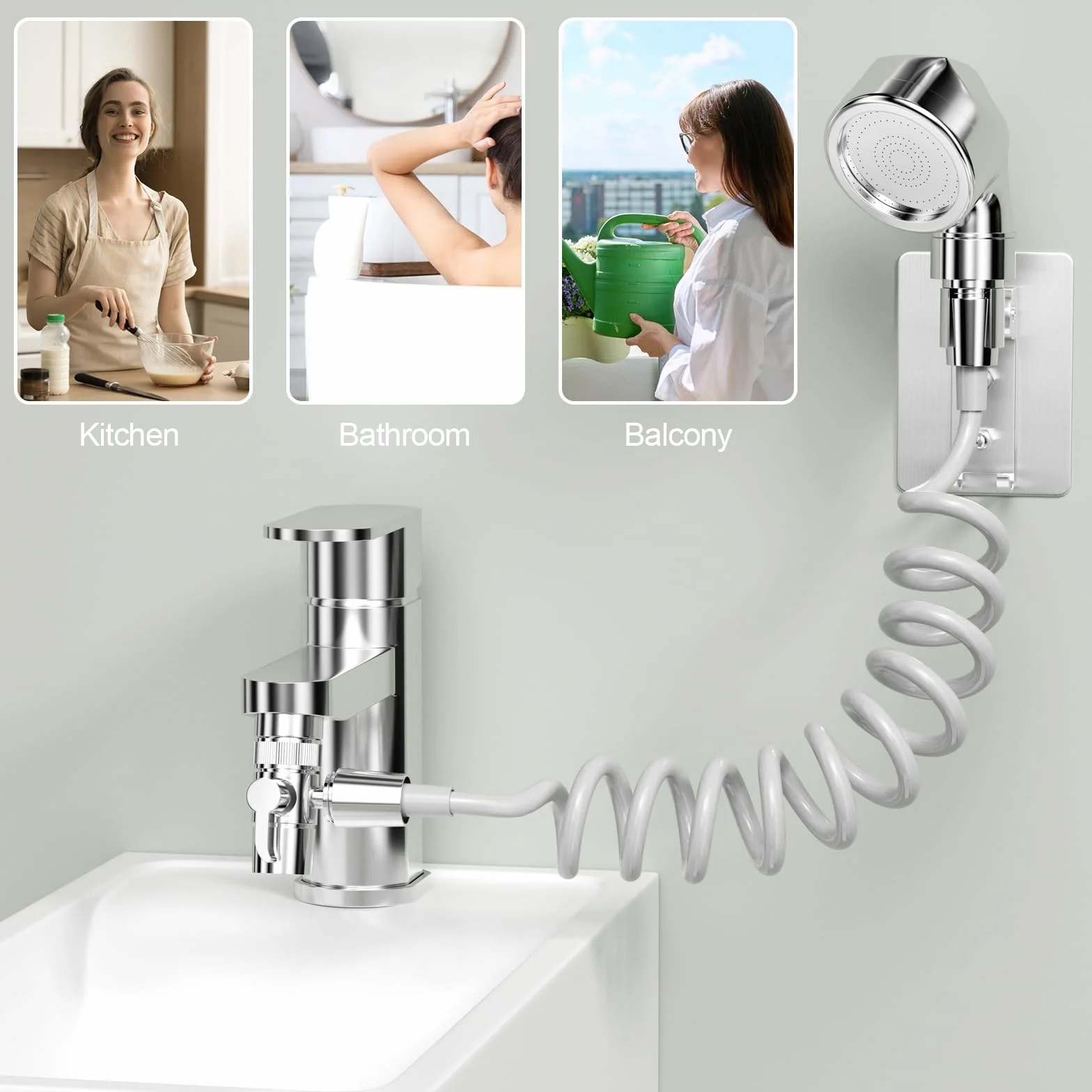 Doccetta per Lavandino Soffione Doccia con Tubo 2m Universale per Bagno Bidet Cucina