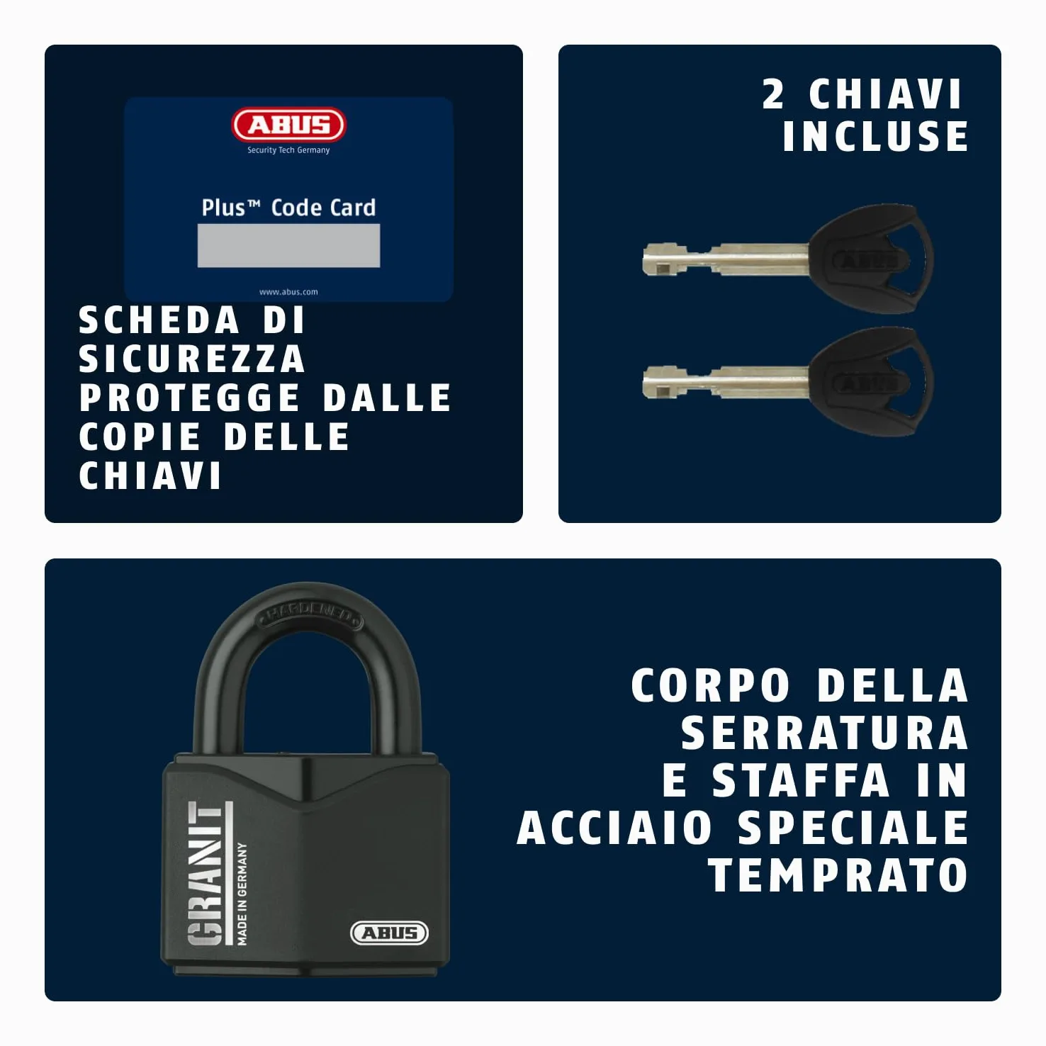 ABUS Lucchetto Granit 37/55 - Acciaio Temprato, Cilindro a Dischi, Nero | Livello di sicurezza 10, arco Ø 11 mm, rivestimento antiruggine Black Granit, peso 566 g, ideale per magazzini e impianti