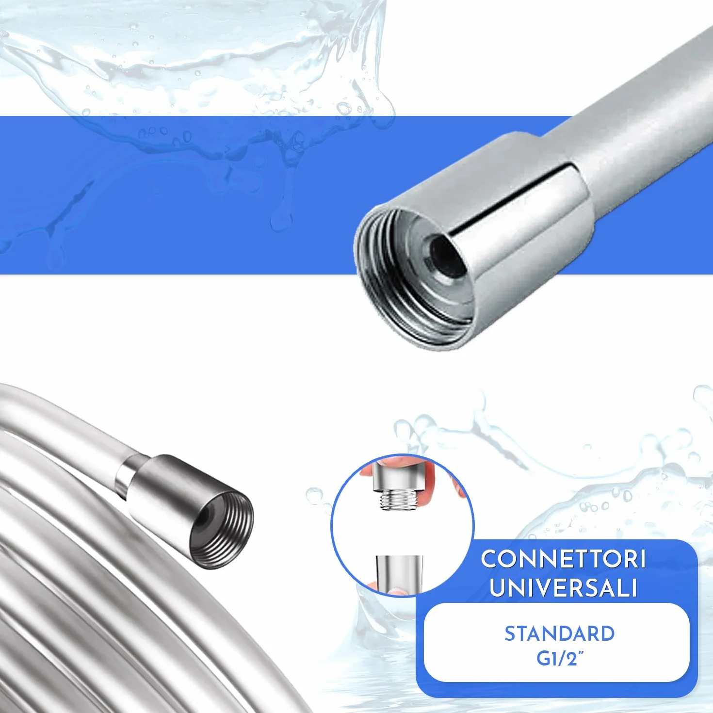 Tubo doccia 3 metri pvc flessibile raccordo universale antitorsione flessibile doccia 3m tubo flessibile doccia