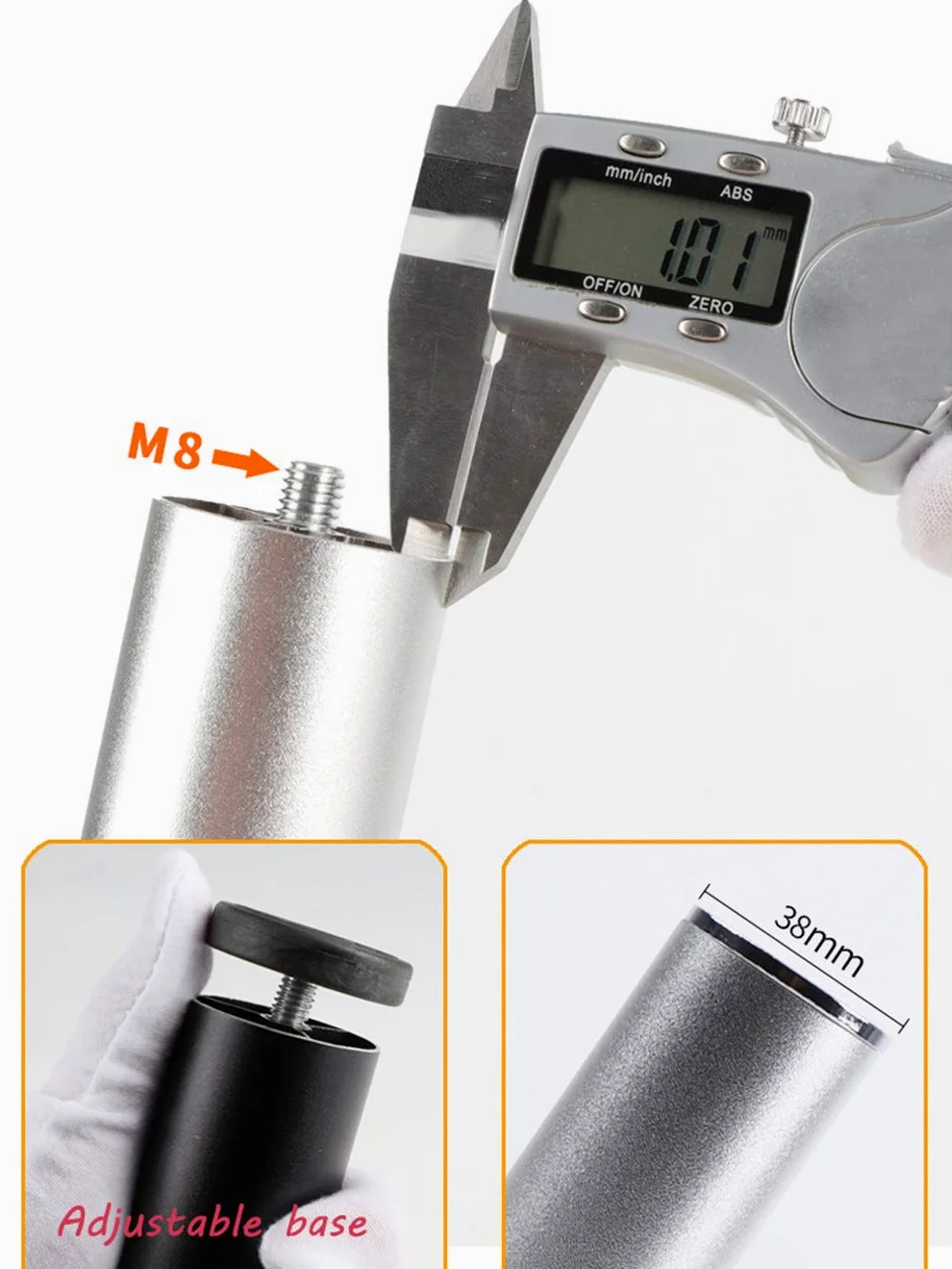 Gambe per Mobili In Metallo,Gambe per Tavoli In Lega di Alluminio,Gambe per Divani Regolabili In Altezza,Gambe per Letto,Con Barra Filettata M8, 0-8 MM Regolabili,4 Pezzi(silver40cm/15.7in)