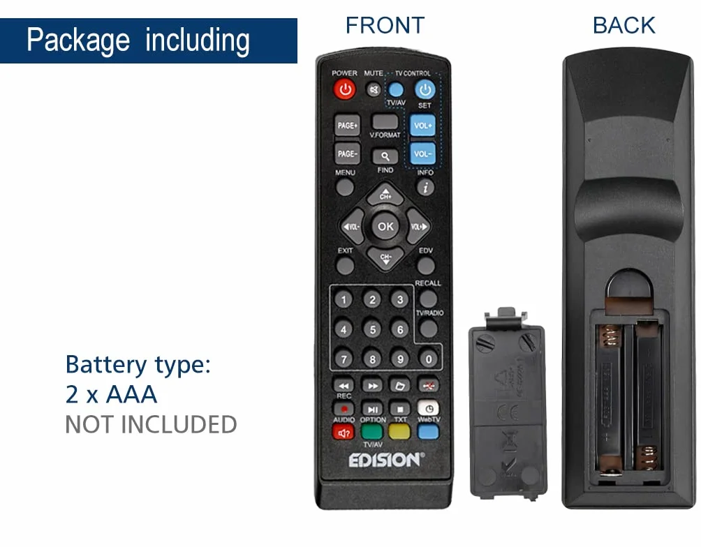 EDISION TELECOMANDO UNIVERSALE EDI-RCU 1 Learn, ORIGINALE, PROGRAMMABILE, 2in1 TV e RICEVITORE, PICCO T2, PICCO T265, PICCO T265+, NANO T265+, PICCO T265 pro, PROTON S2, PICCO S2
