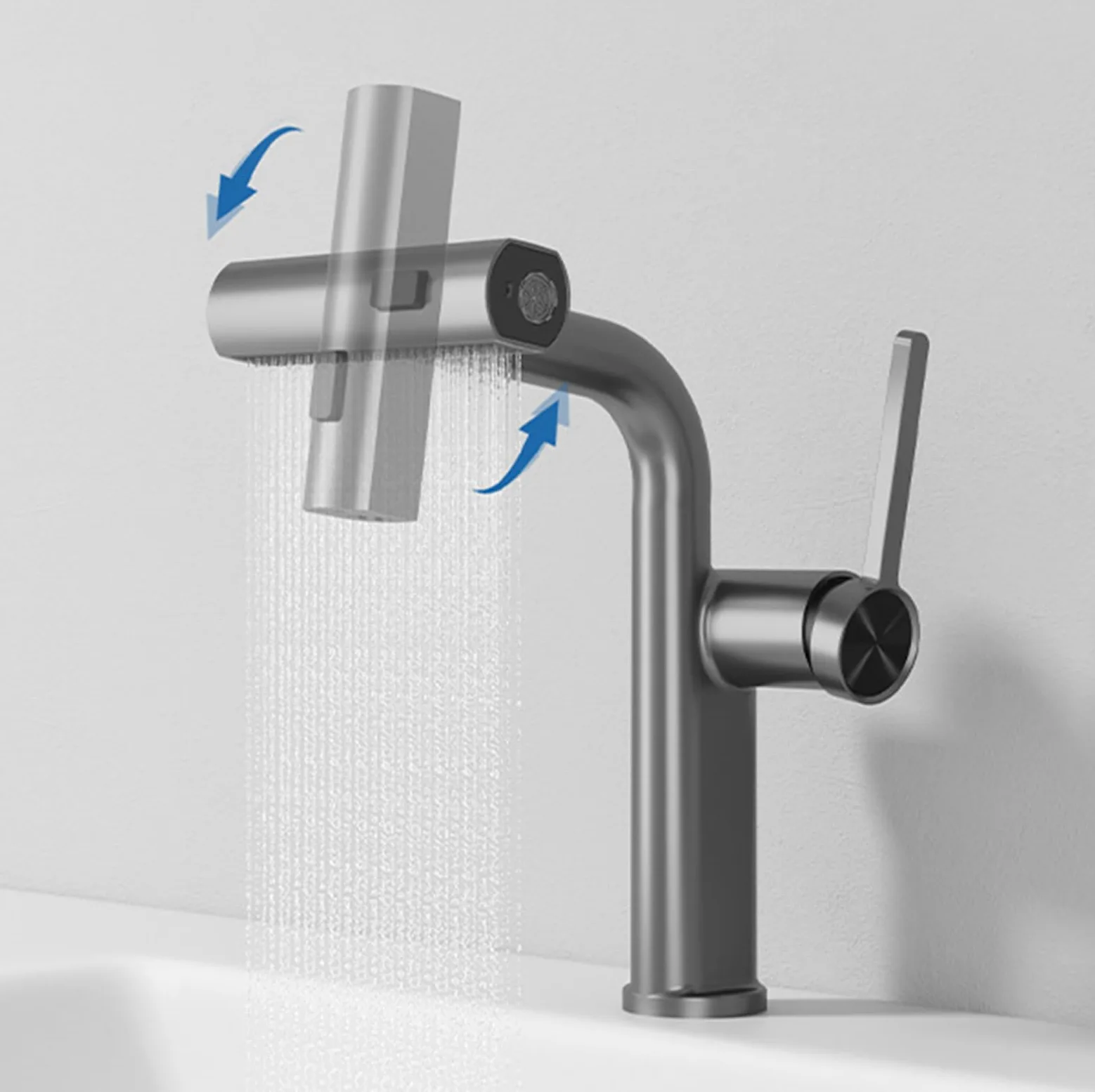 Generico Rubinetto da Bagno Miscelatore per Lavabo Cascata Miscelatore Estraibile per Lavabo da Bagno Rubinetto Monocomando per Lavabo da Bagno 2 modalità Ottone Cromo