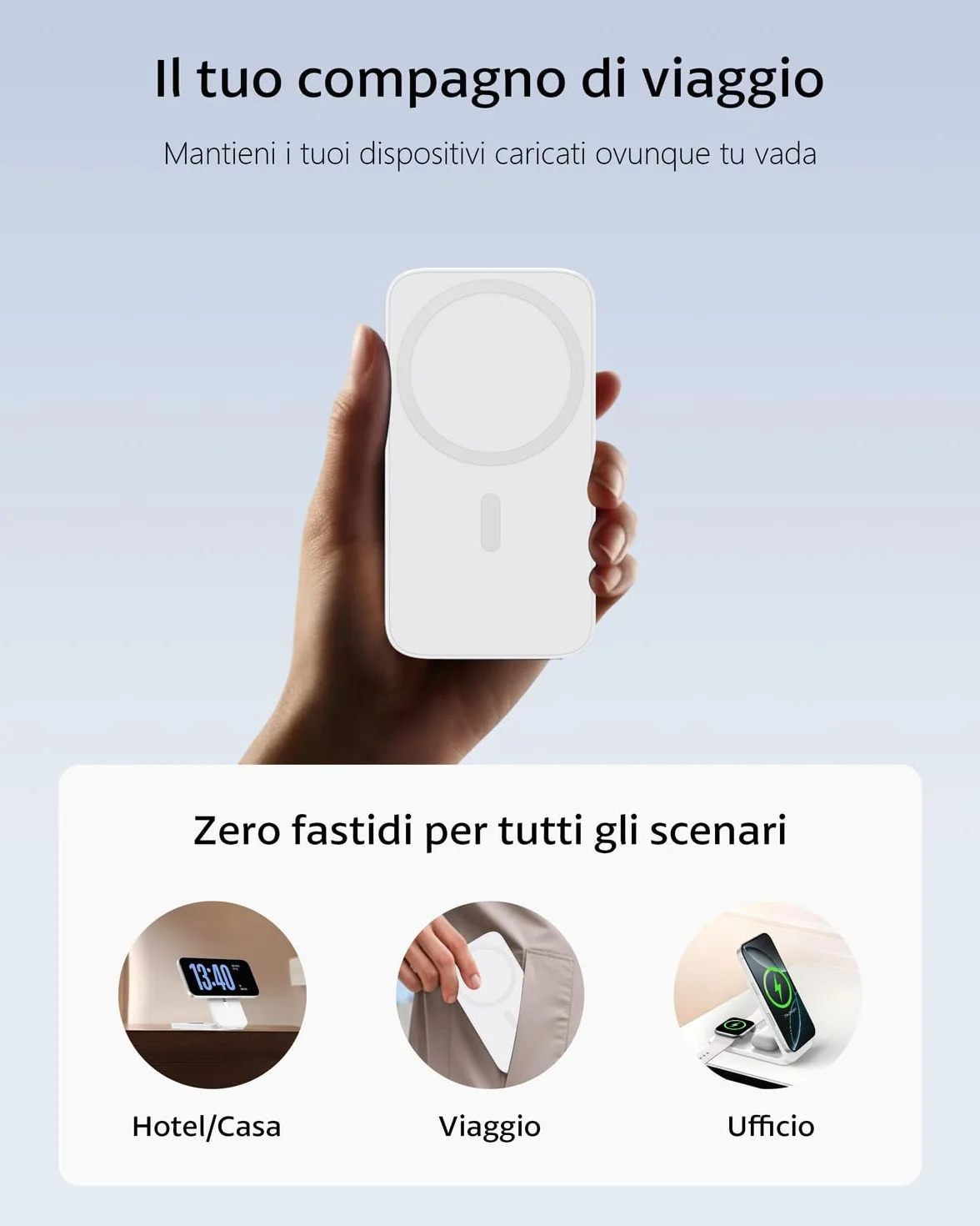 Caricatore Wireless 3 in 1 Compatibile MagSafe, Stazione di Ricarica Magnetica Pieghevole 15W per iPhone 12-17, Apple Watch e AirPods Dock di Ricarica Wireless per Scrivania Comodino e Viaggio