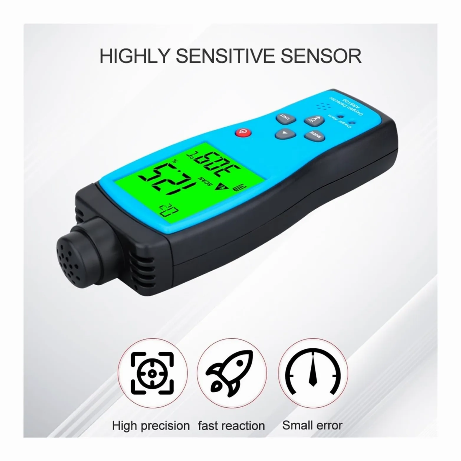 Monitor del rilevatore di gas Misuratore di ossigeno digitale con sensore intelligente Rilevatore di gas O2 Allarme luce sonora Misuratore di qualità 'aria del monitor del gas con display LCD della te