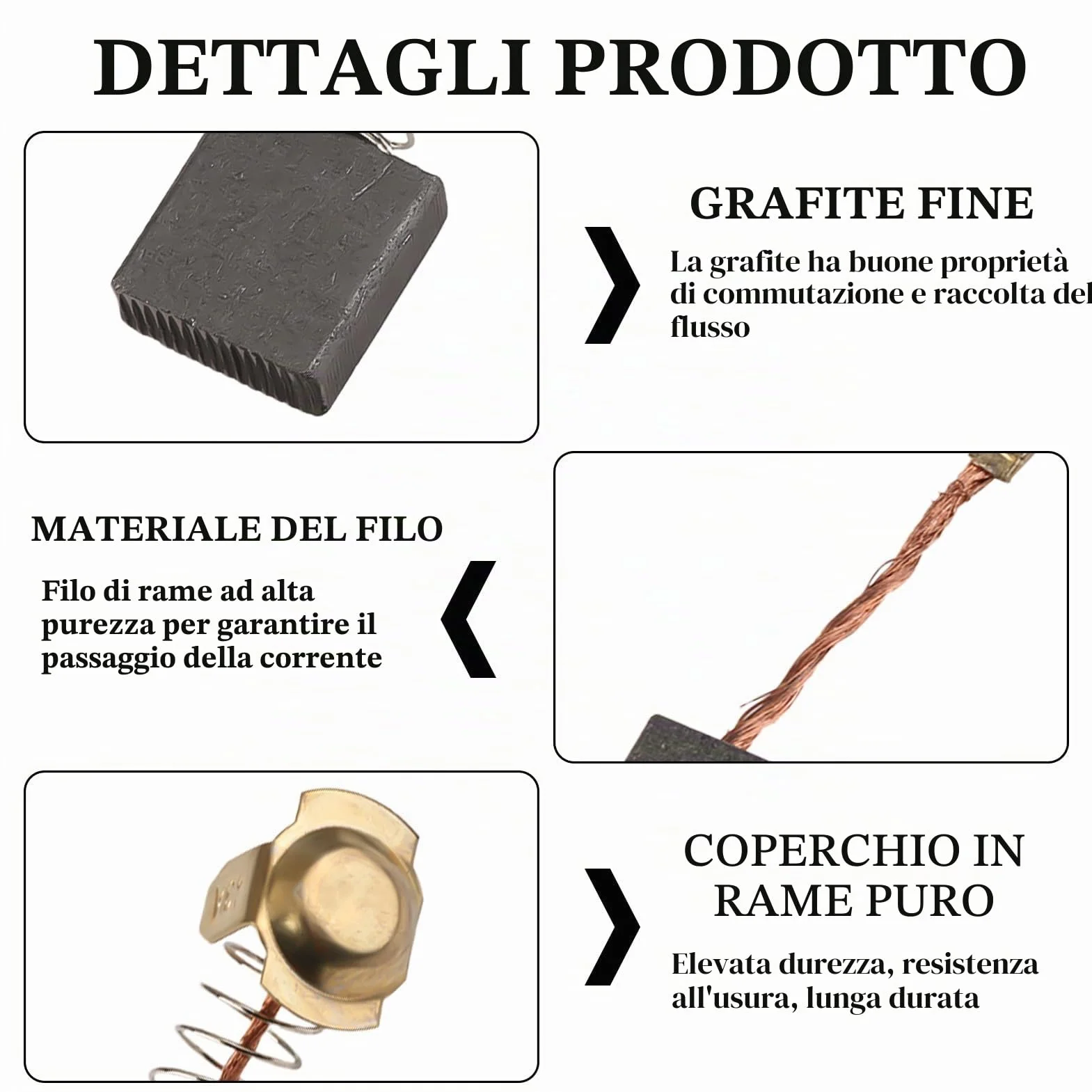 Spazzole di Carbone Set 30 pezzi per Utensili Elettrici, Motori, Dimensioni multiple, Nero e Rame