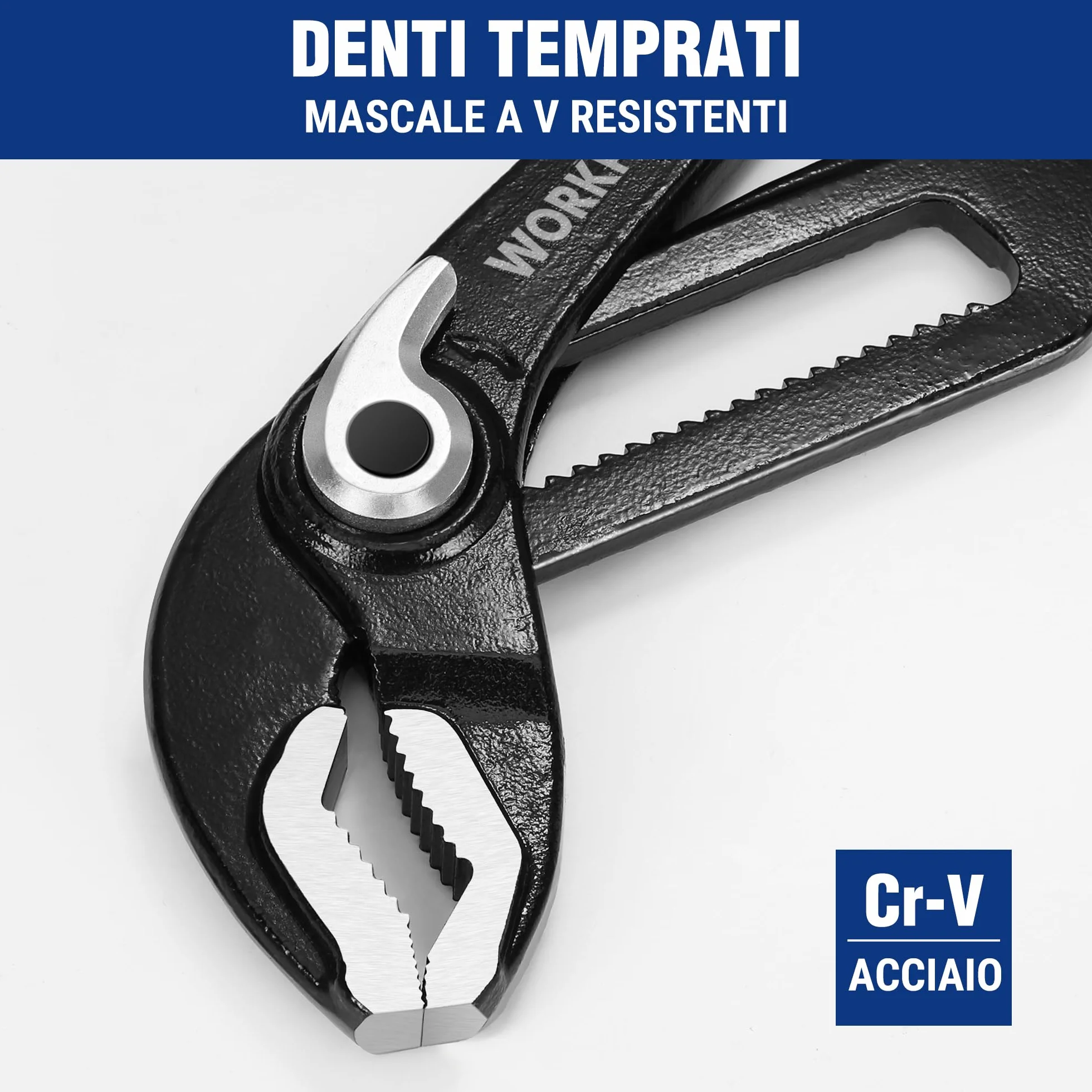 WORKPRO Pinze Regolabili per Tubi e Dadi 2 Pezzi, 200mm e 250mm
