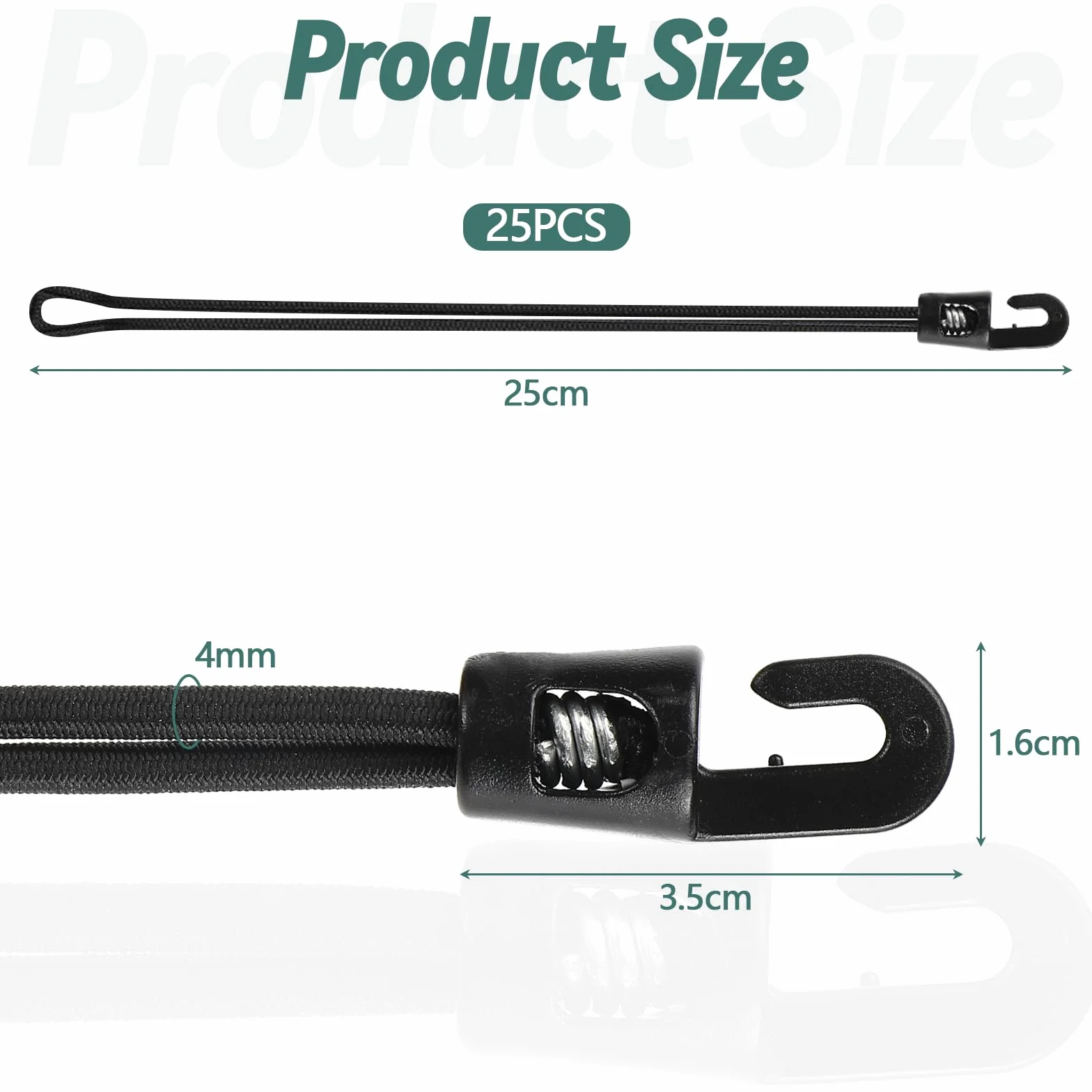 Farerkass elastici con ganci 25 pezzi, Elastiche con gancio 25 cm, tenditore in gomma Corda Elastica, elastiche per teloni, uso esterno, bagagli e bagagli, campeggio