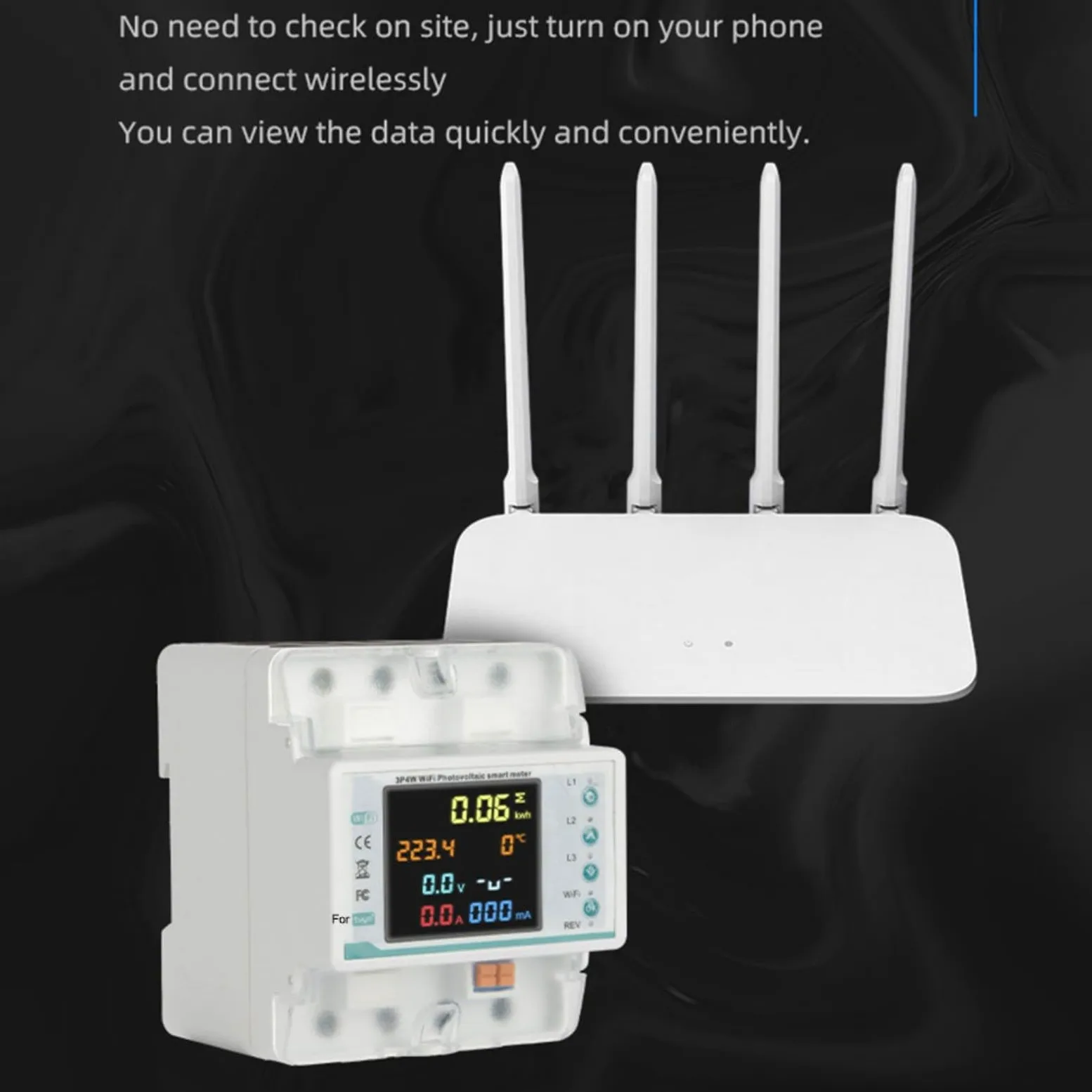 Smart 3 Phase WiFi Contatore di energia 100A Display LCD Monitor di energia Analizzatore di consumo energetico con protezione da sovratensioni per il sistema solare domestico industriale