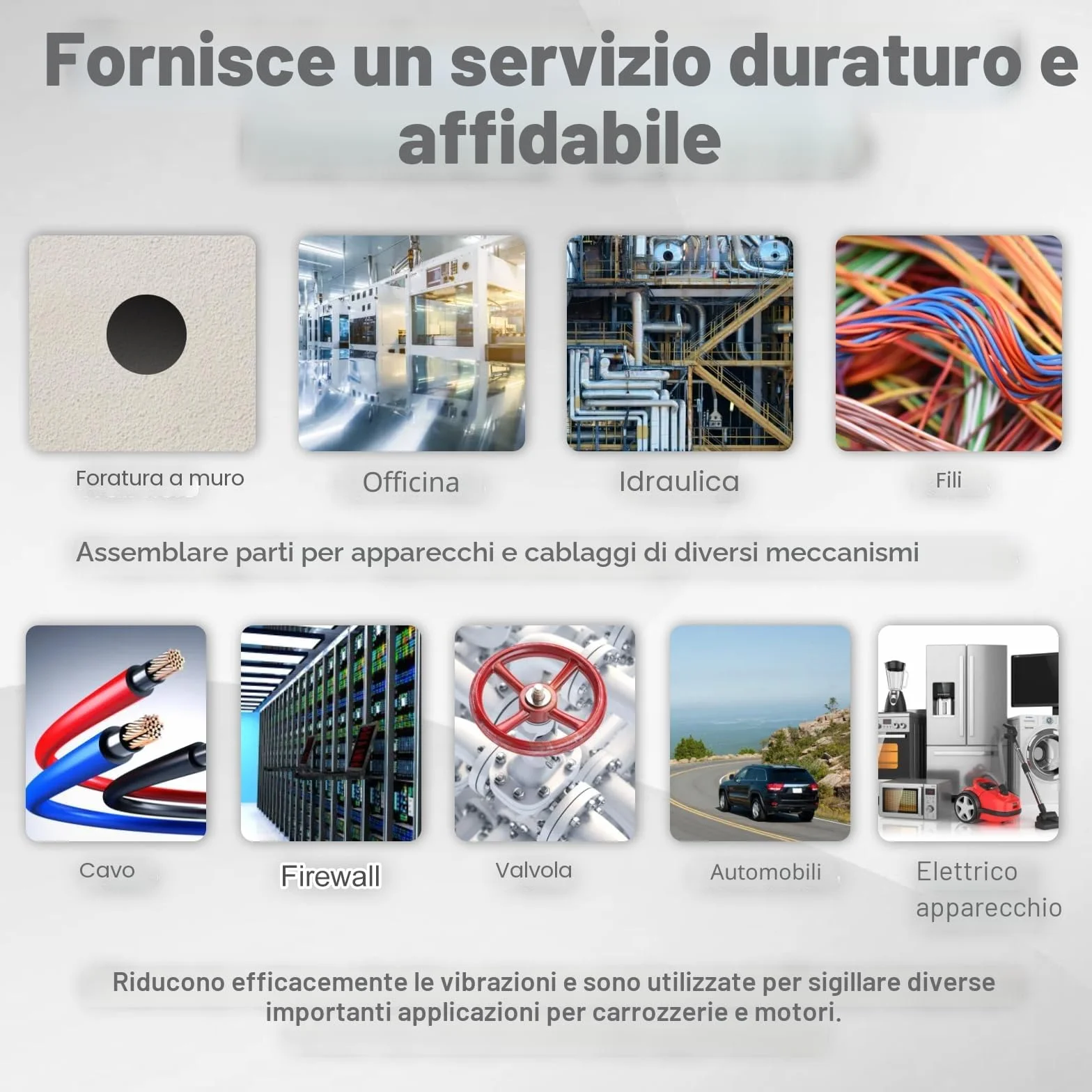 Passacavi in Gomma Set Gommini 7 Taglie 200 Pz per Cavi Elettrici