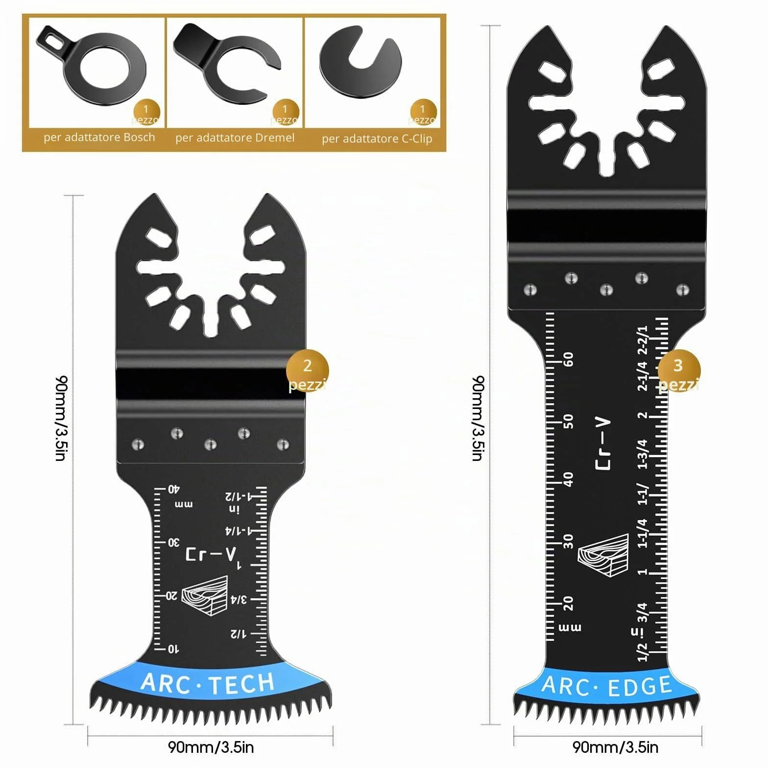 Lame Utensile Multifunzione Accessori con Bordo ad Arco 5Pezzi per Legno Metallo Legno con Chiodi (Denti Giappones)