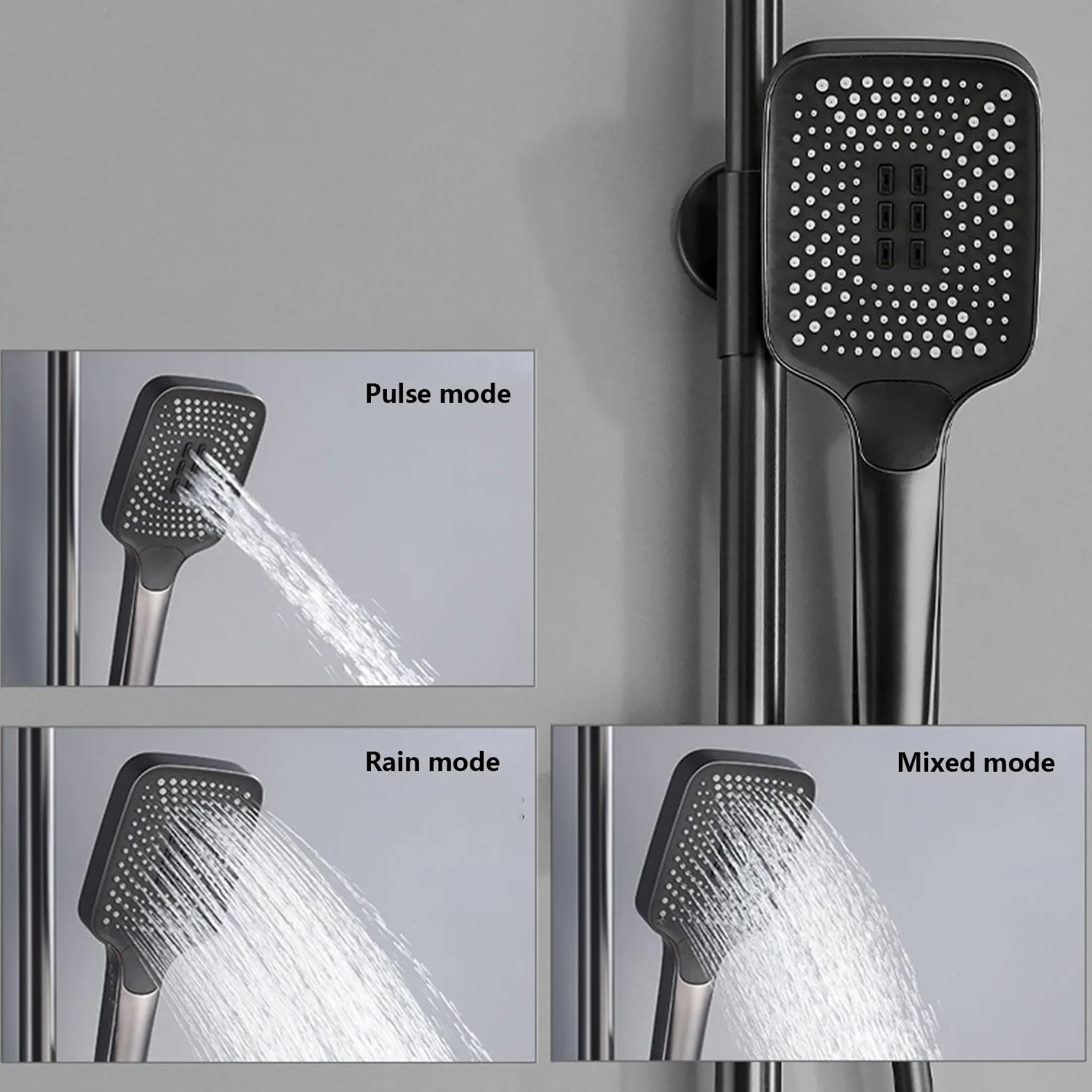 Sistema Doccia con Display Digitale a LED, Set di rubinetti a 4 funzioni, Montaggio a Parete, Combinazione Pioggia per Bagno, Vasca in Ottone con doccetta e Bidet (Bianco)