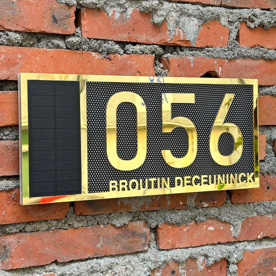 Numero civico personalizzato con luce solare,Segnaletica solare personalizzata per case,decorazione da parete personalizzata (oro)