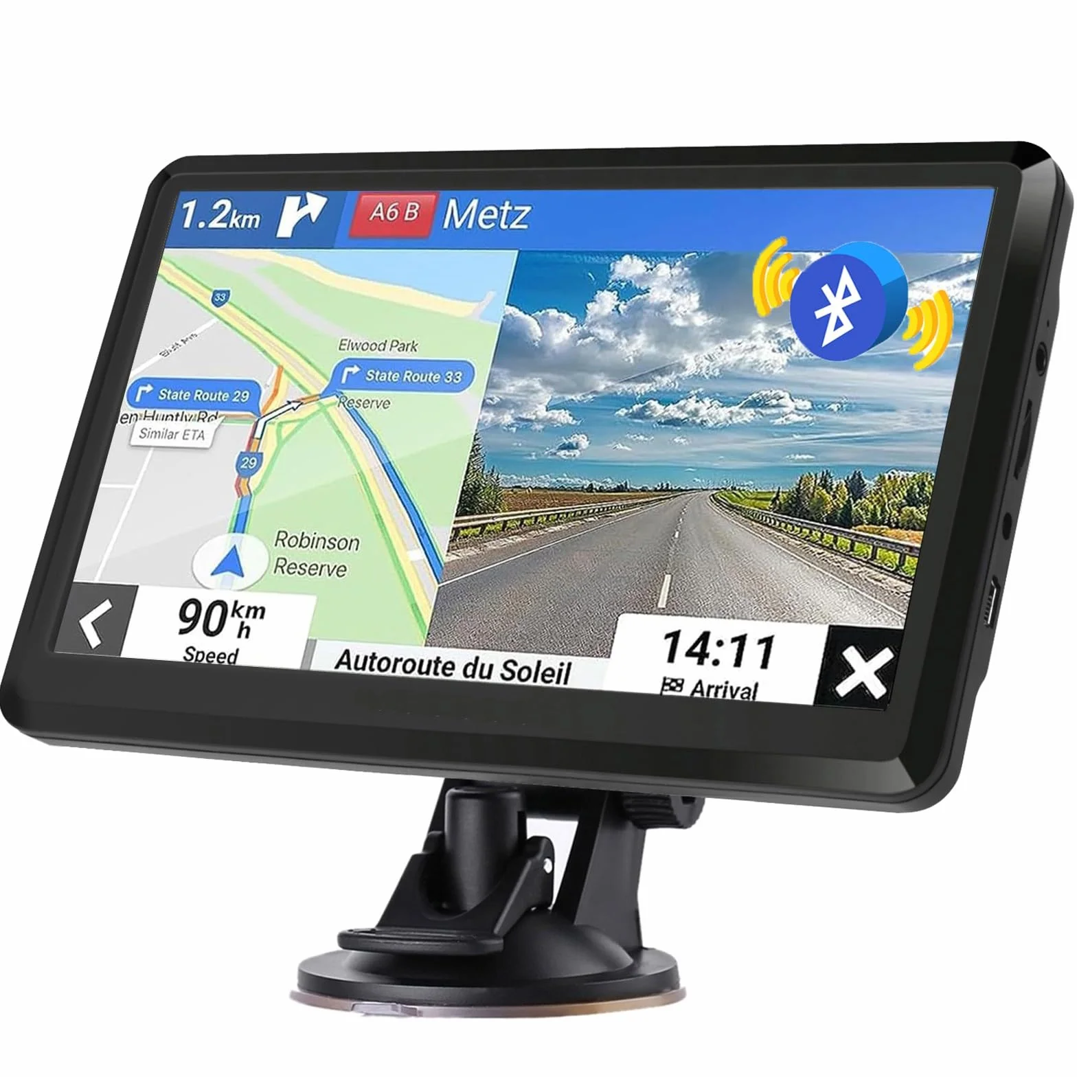 GPS Bluetooth Navigatore Satellitare per Auto, 7 Pollici 2023 Navigatore Satellitare per Camion con Bluetooth, Avviso Traffico Vocale, Aggiornamenti Gratuiti Delle Europa Mappa a vita