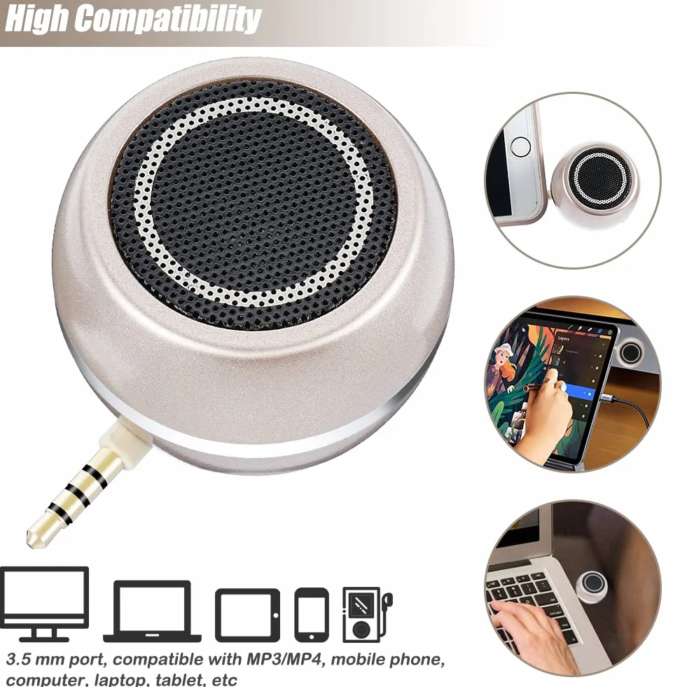 Mini Altoparlante Portatile Con Spina da 3,5 mm, 3W Ricaricabile per Telefono Cellulare, Computer, MP3 - Cavo Audio Incluso