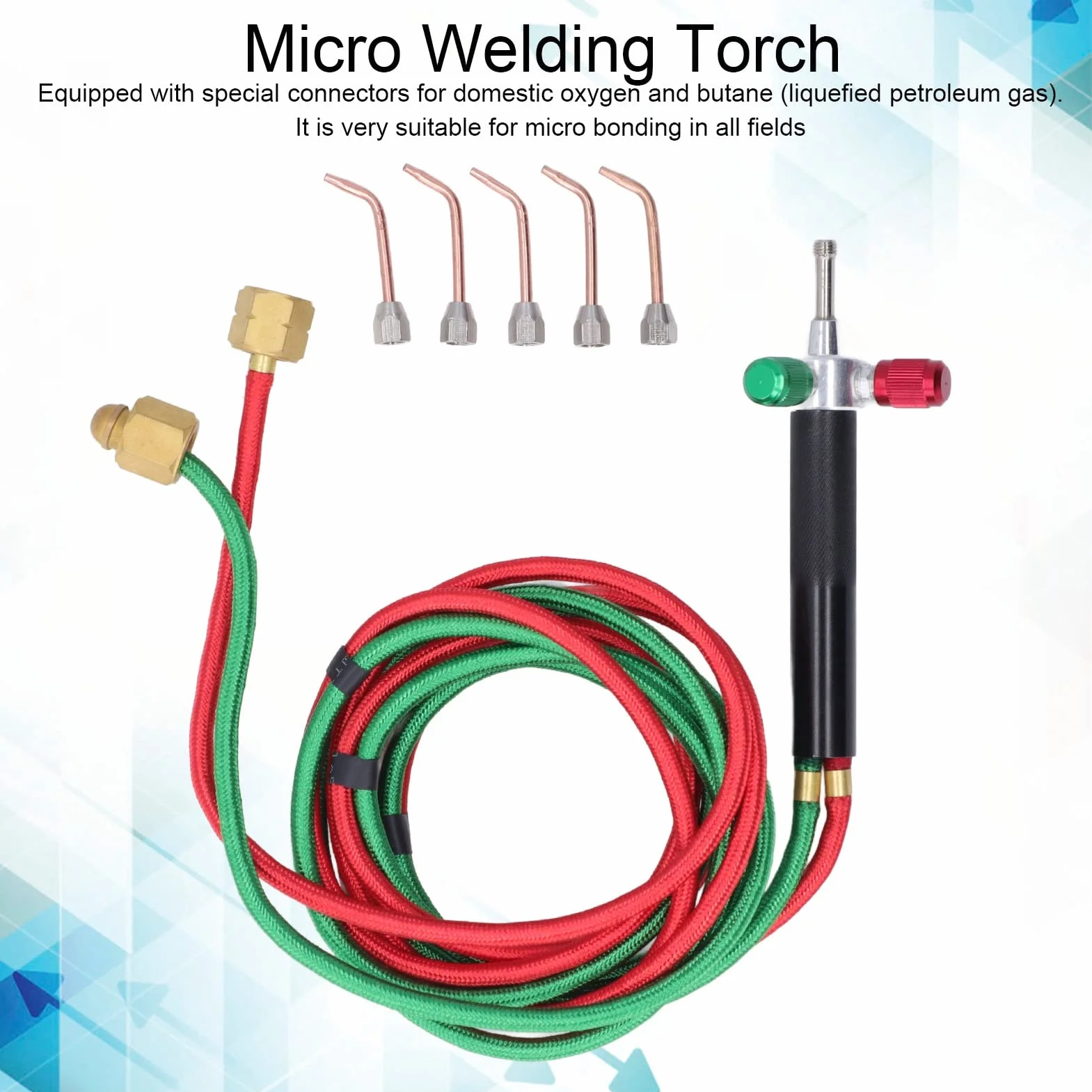 Kit Torcia per Saldatura a Gas Mini Cannello con 5 Punte per Alta Temperatura Riparazione Gioielli