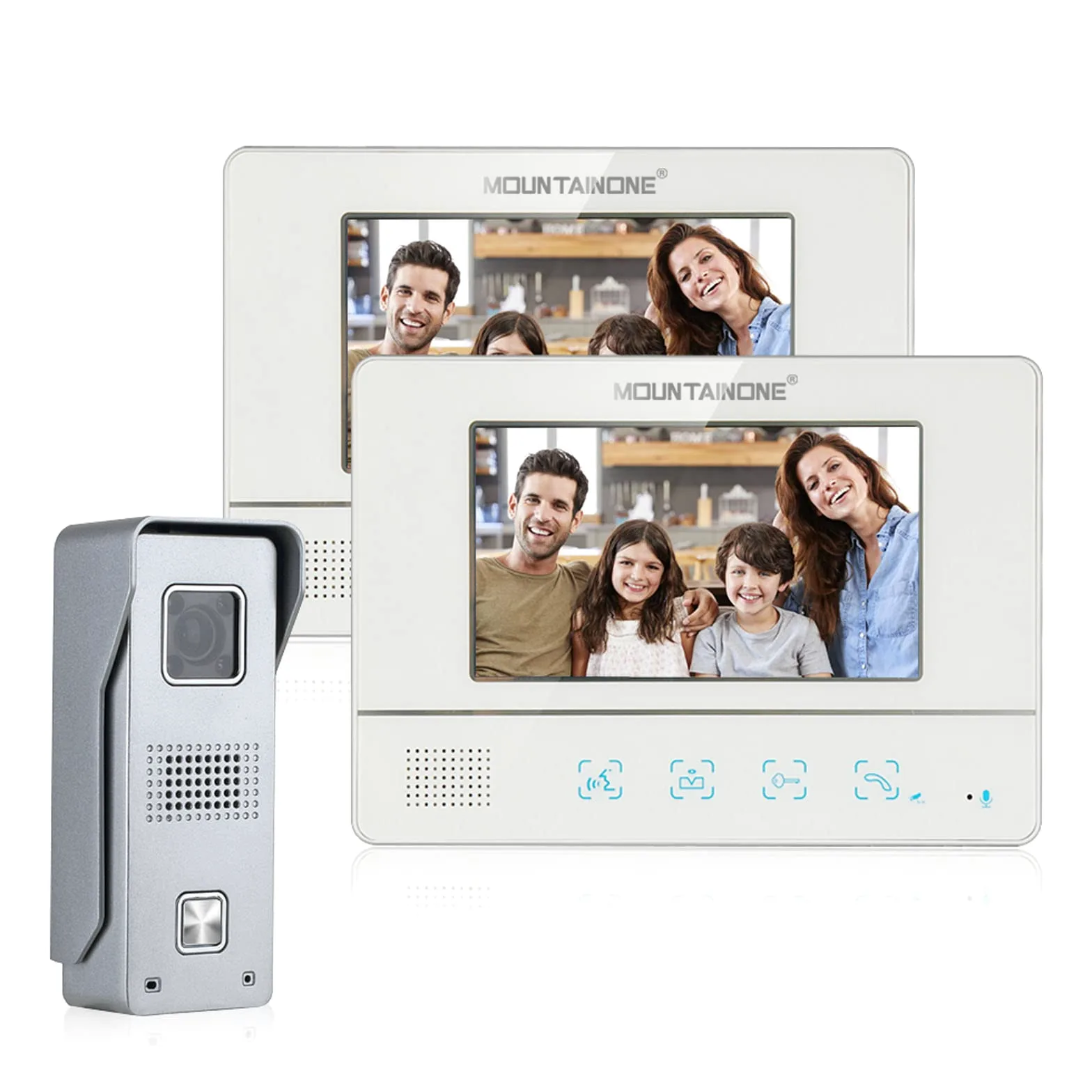 Videocitofono Cablato Monitor a Colori da 7", Citofono Smart con Videocamera Campanello Cablato Visione Notturna IR Domestico Citofono
