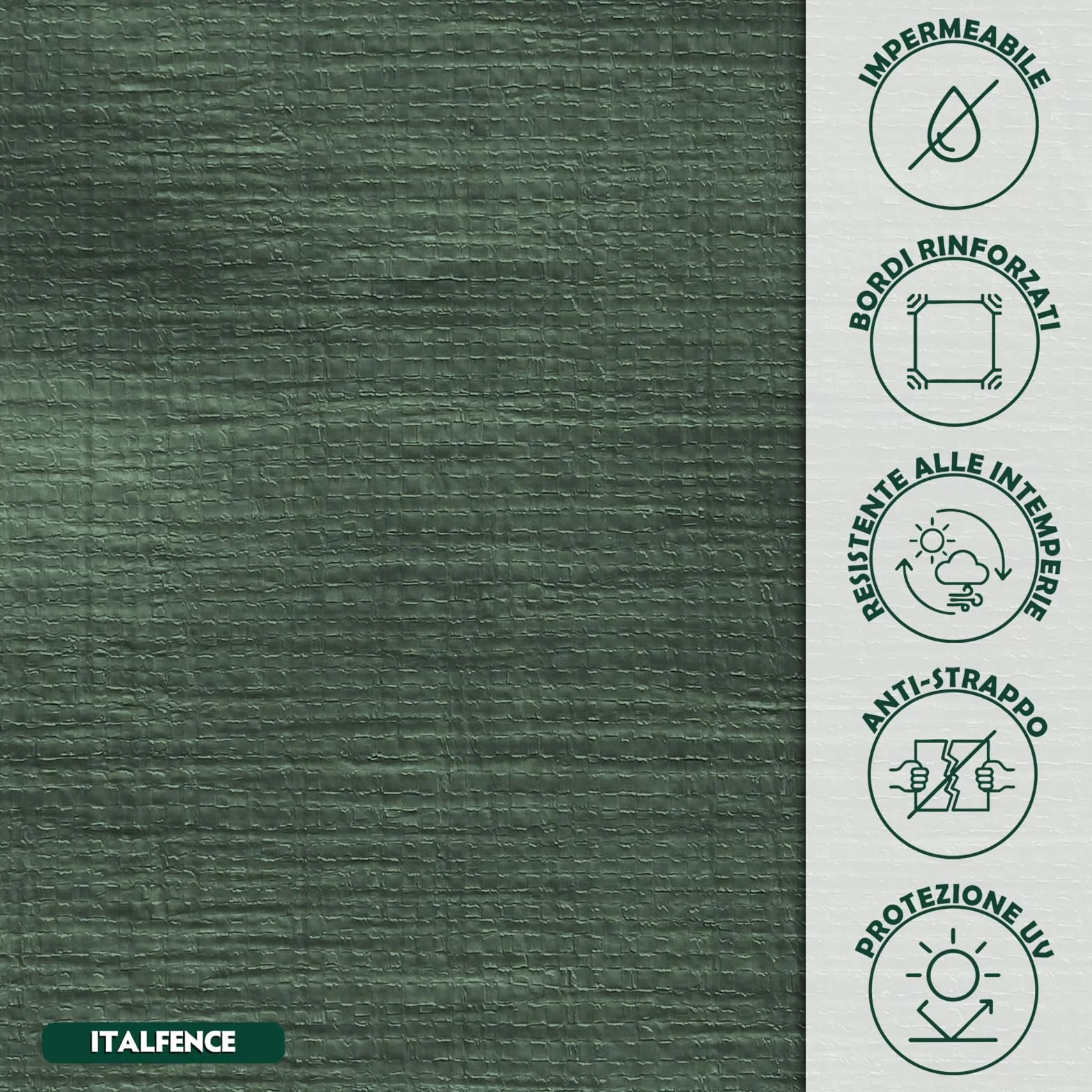 Telone impermeabile PE 250 g/m² verde, occhiellato rinforzato [4 x 5 m]