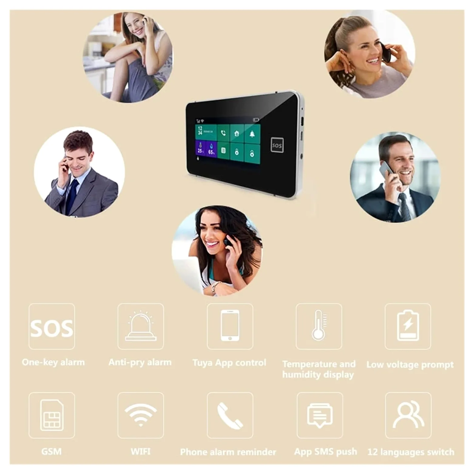 Pannello di Allarme di Controllo remoto Lingua commutabile Sicurezza Domestica Wireless di Allarme gsm Scheda RFID Disinserimento Braccio(W8B14)
